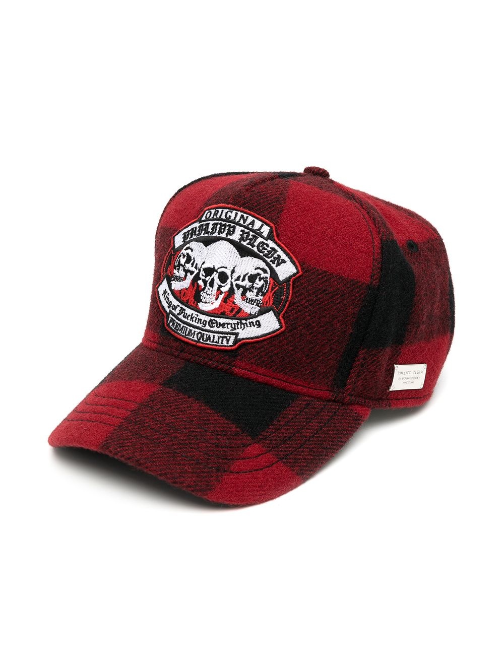 embroidered-logo check-pattern baseball cap - 1