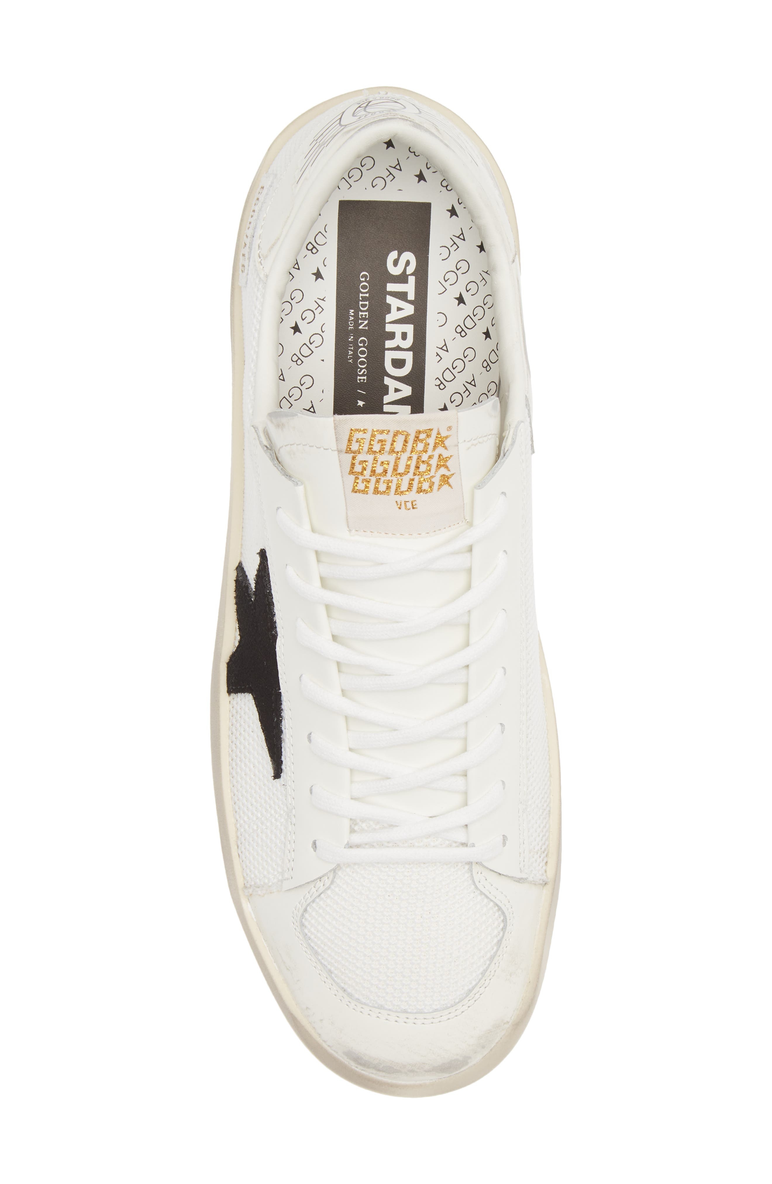 Golden Goose Stardan Mixed Media Sneaker in White/Black at Nordstrom - 5