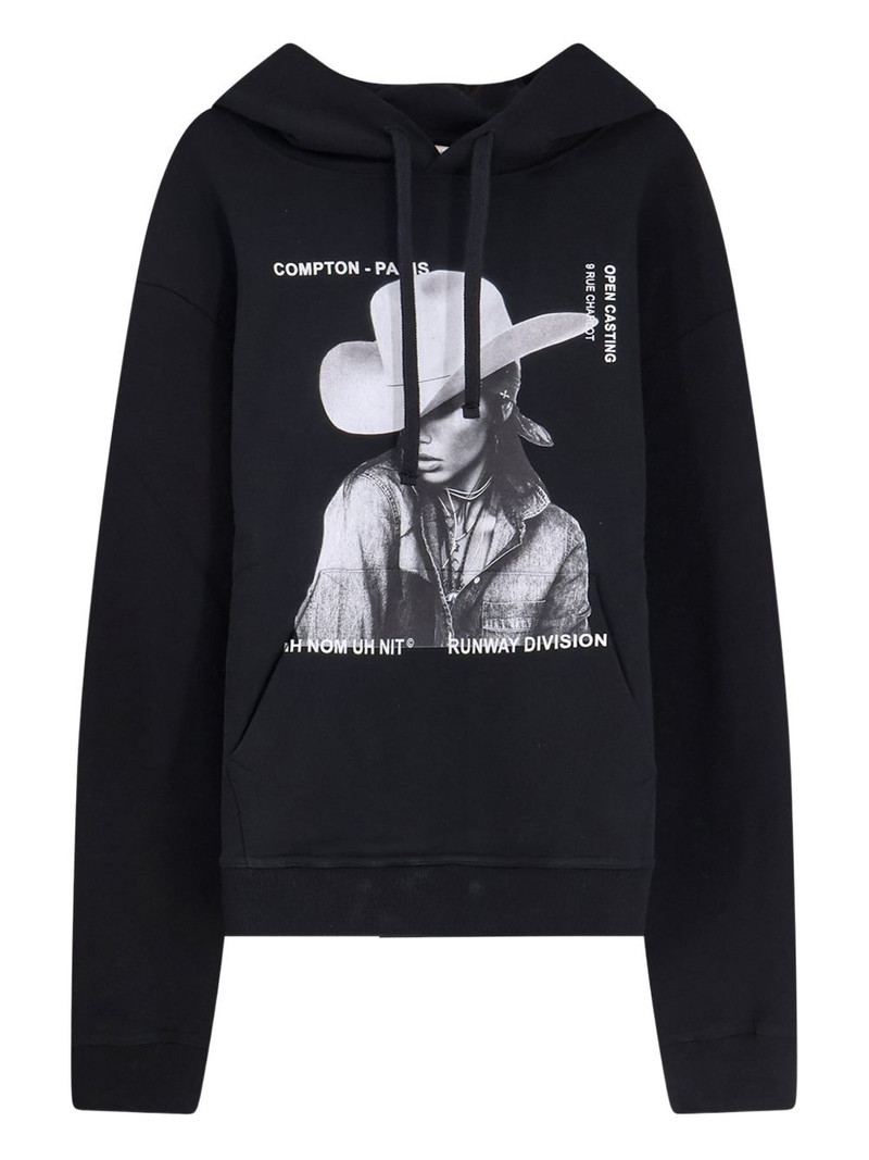 graphic-print hood hoodie 1