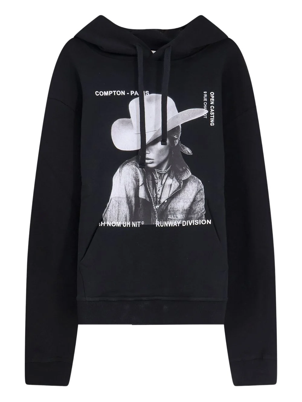 graphic-print hood hoodie - 1