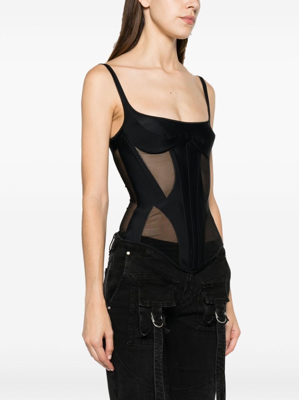 Illusion semi-sheer corset top - 3