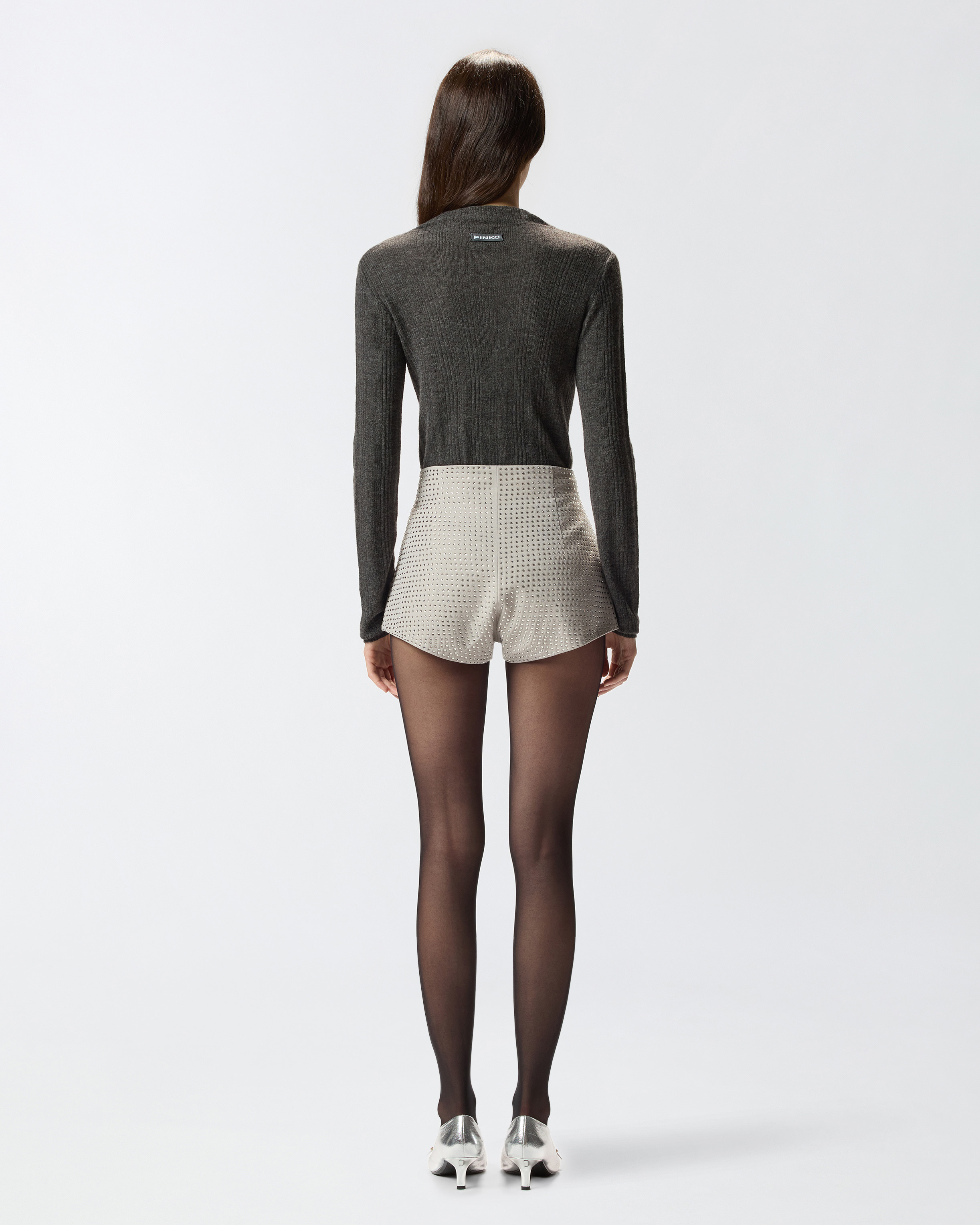 FULLY RHINESTONED HIGH-WAIST SHORTS - 4