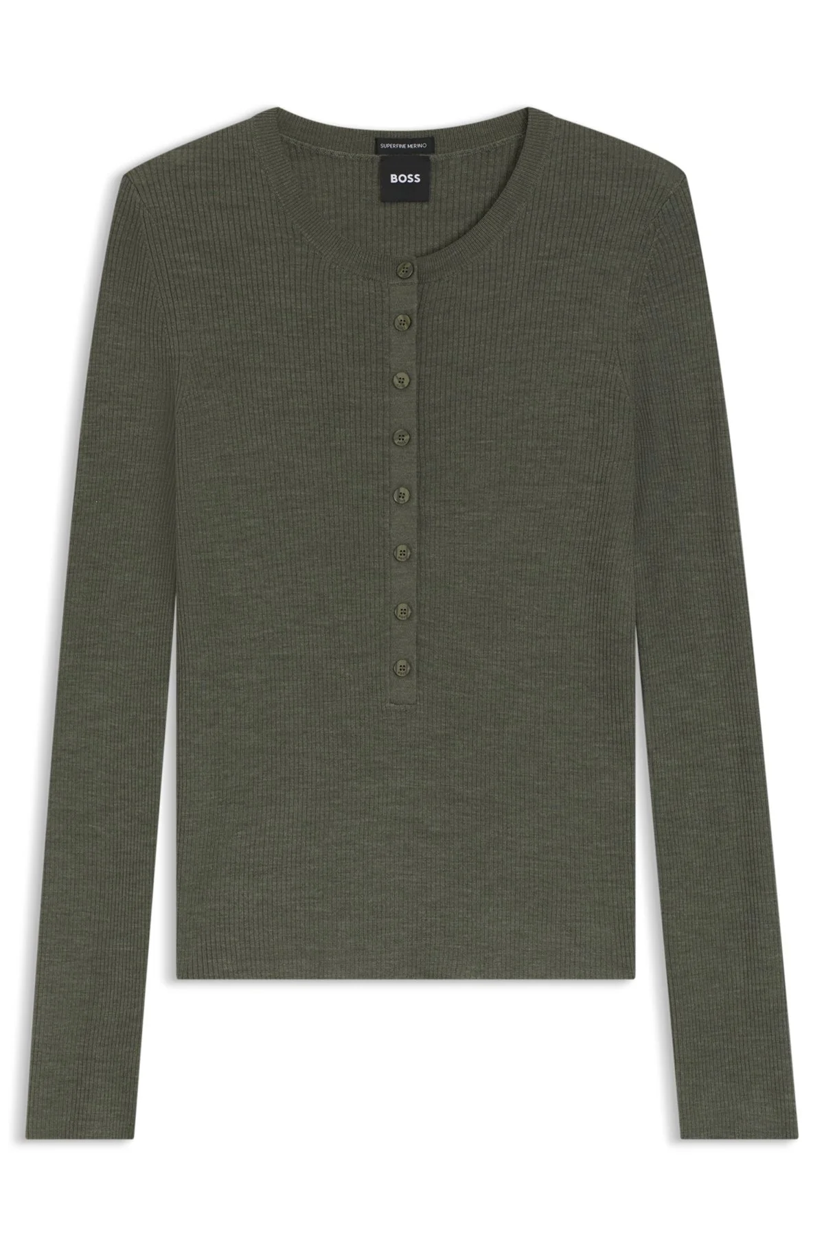 MERINO WOOL SWEATER WITH HENLEY NECKLINE - 1