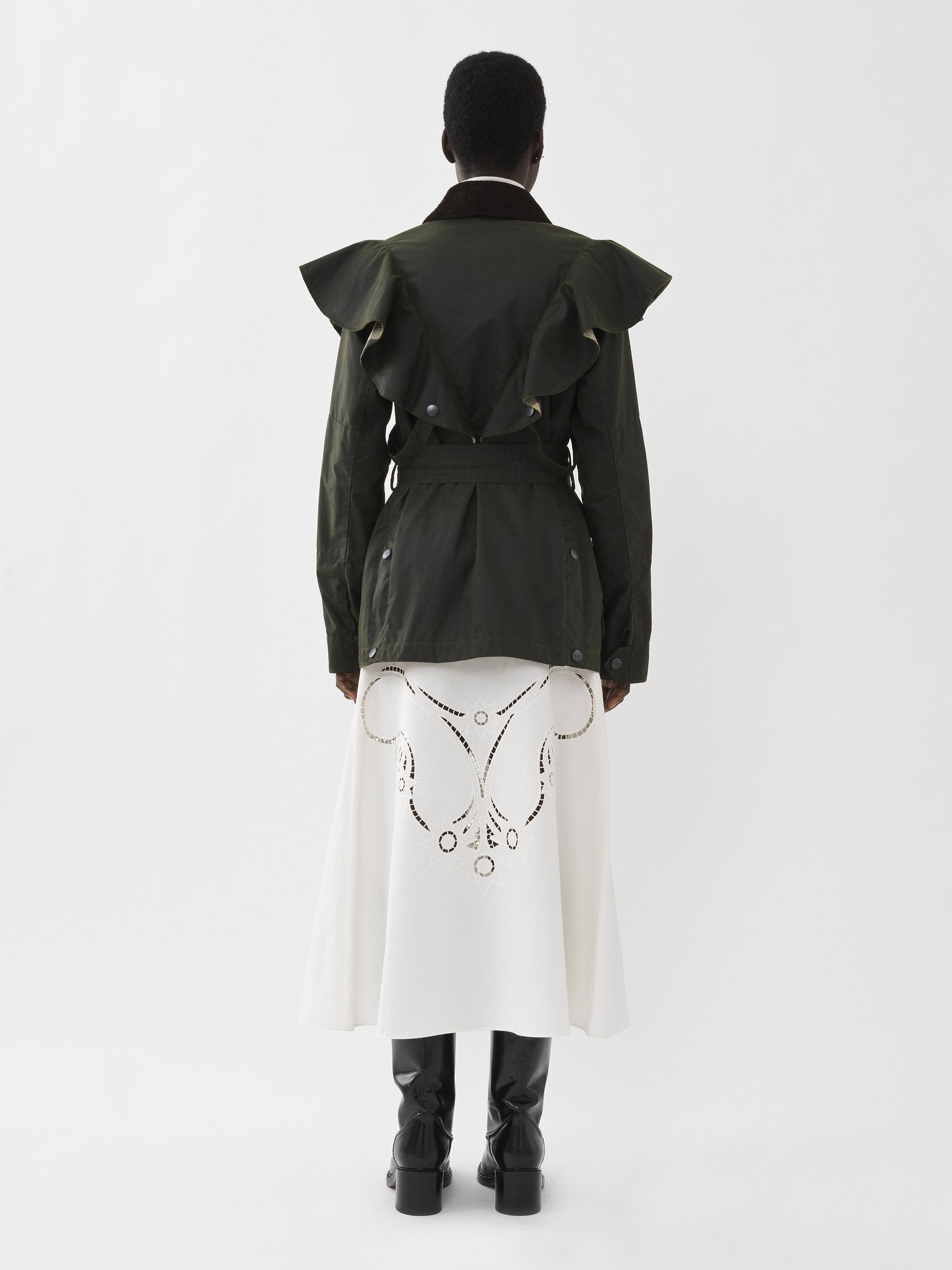 BARBOUR FOR CHLOÉ "DUSTYN" RUFFLED JACKET - 4