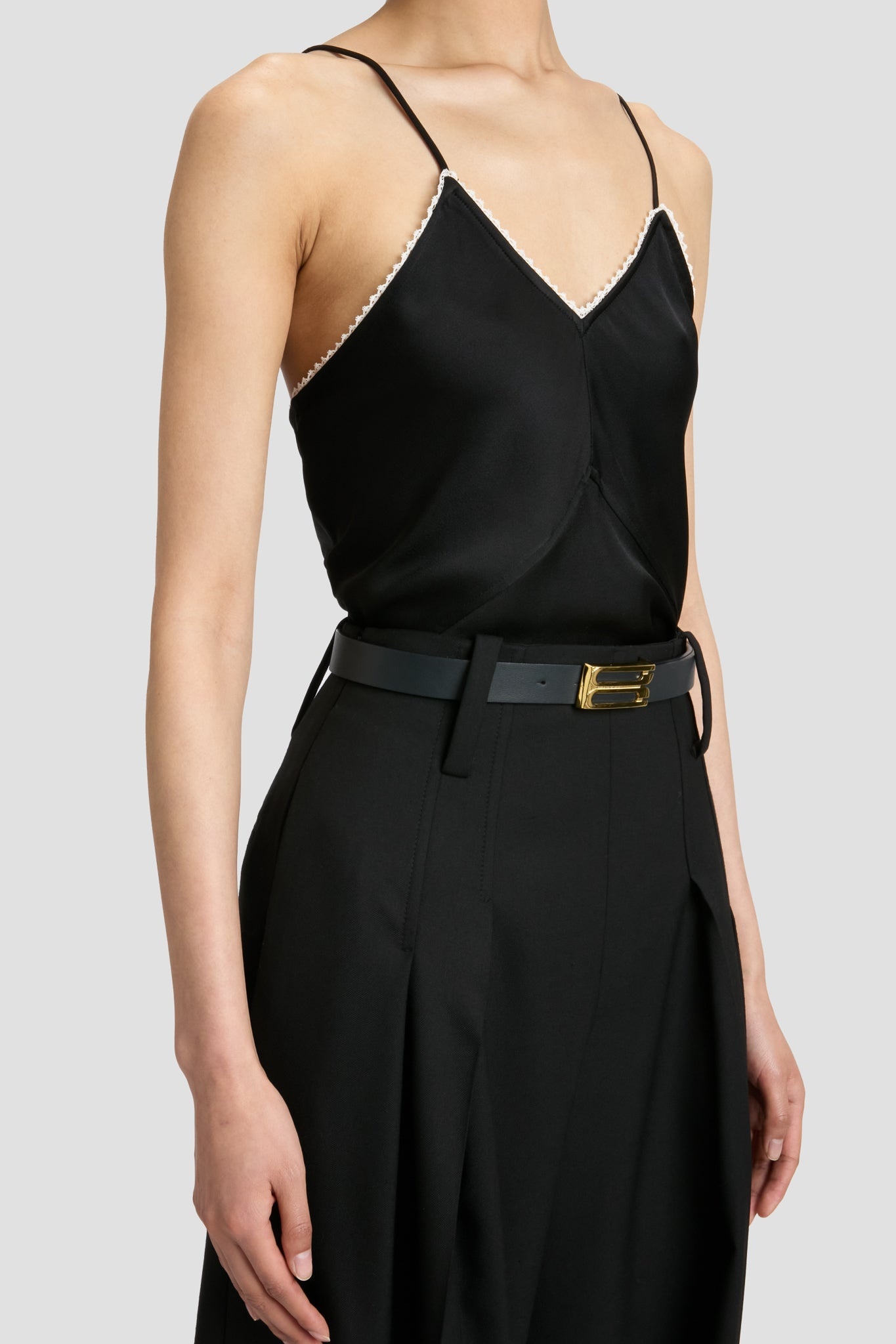 Lace Detail Cami Top In Black - 4