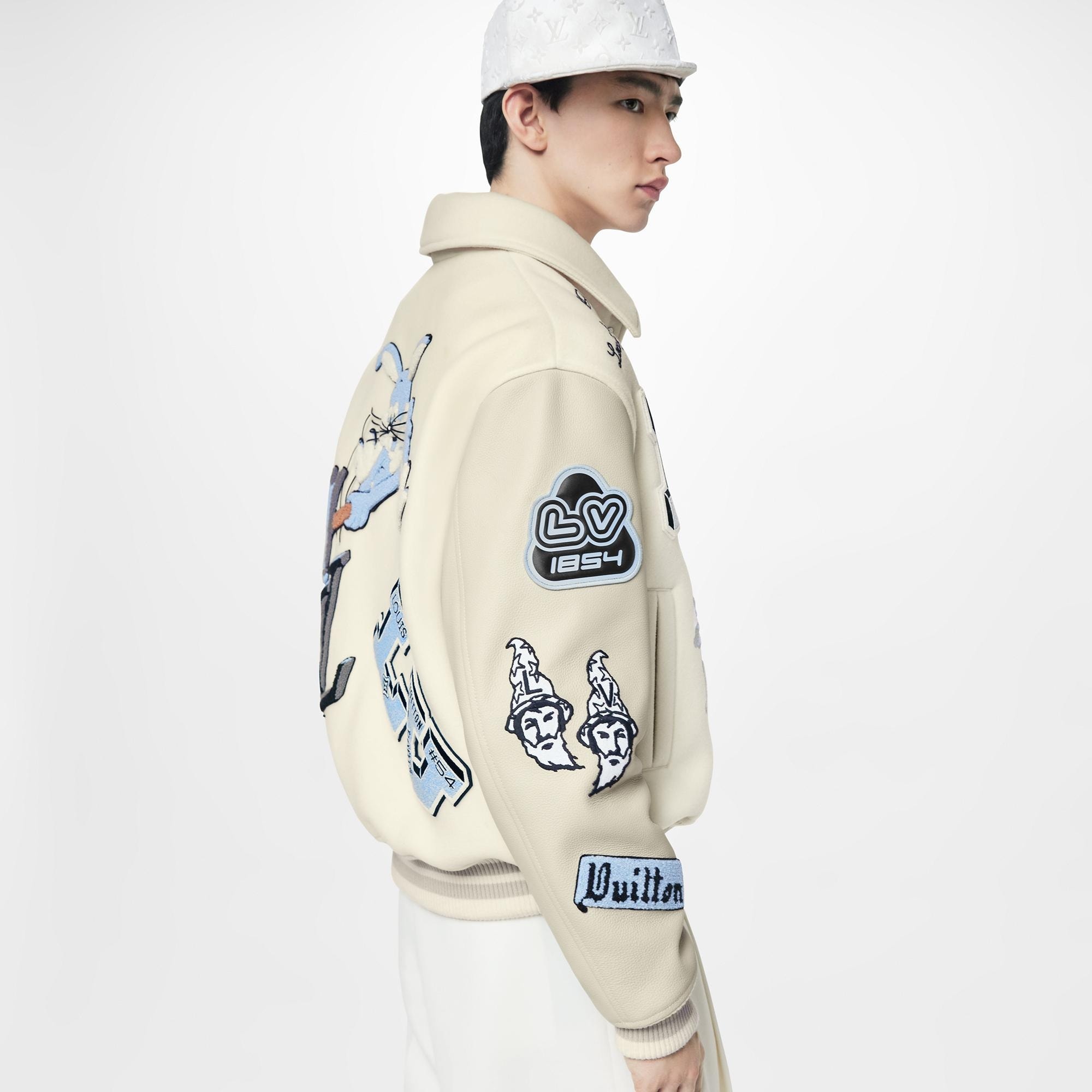 Multi-Patches Mixed Leather Varsity Blouson - 4