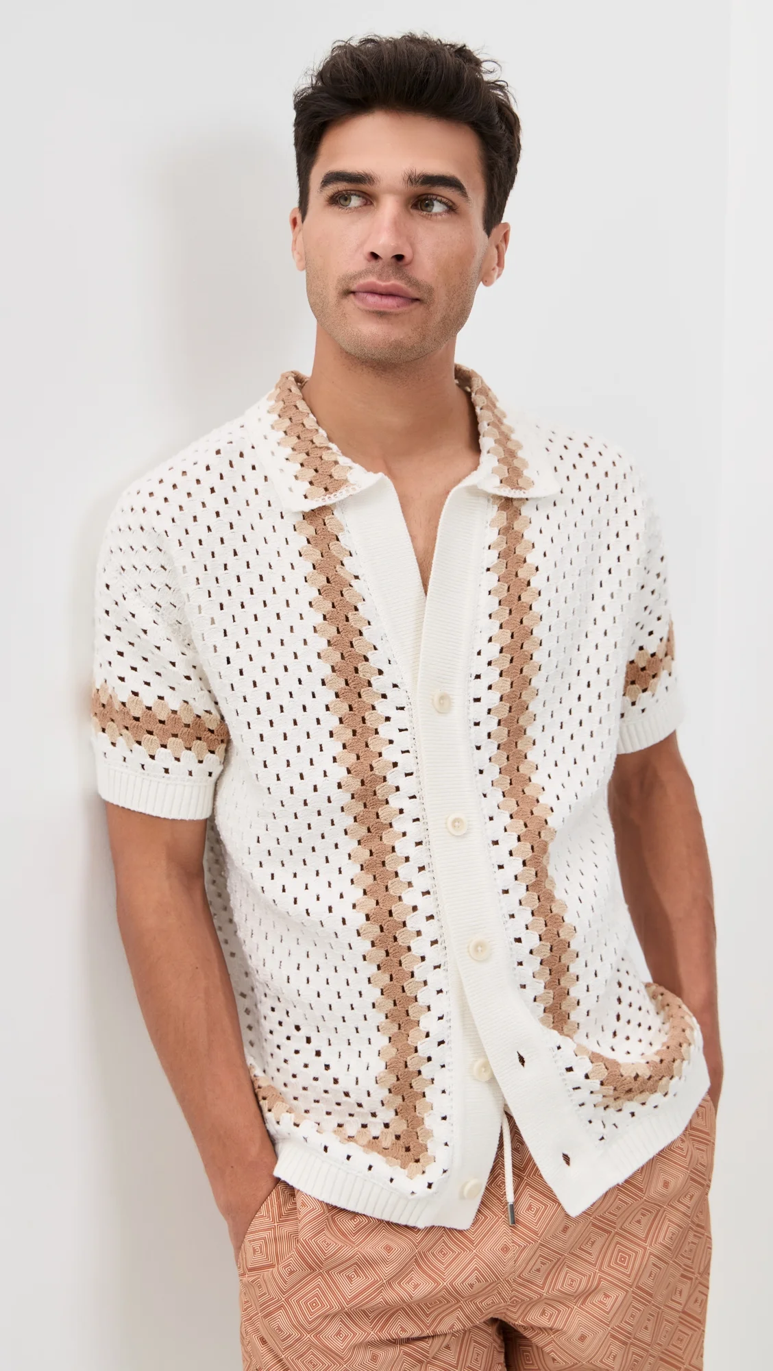 Pinto Cotton Short Sleeve Crochet Cardigan - 1