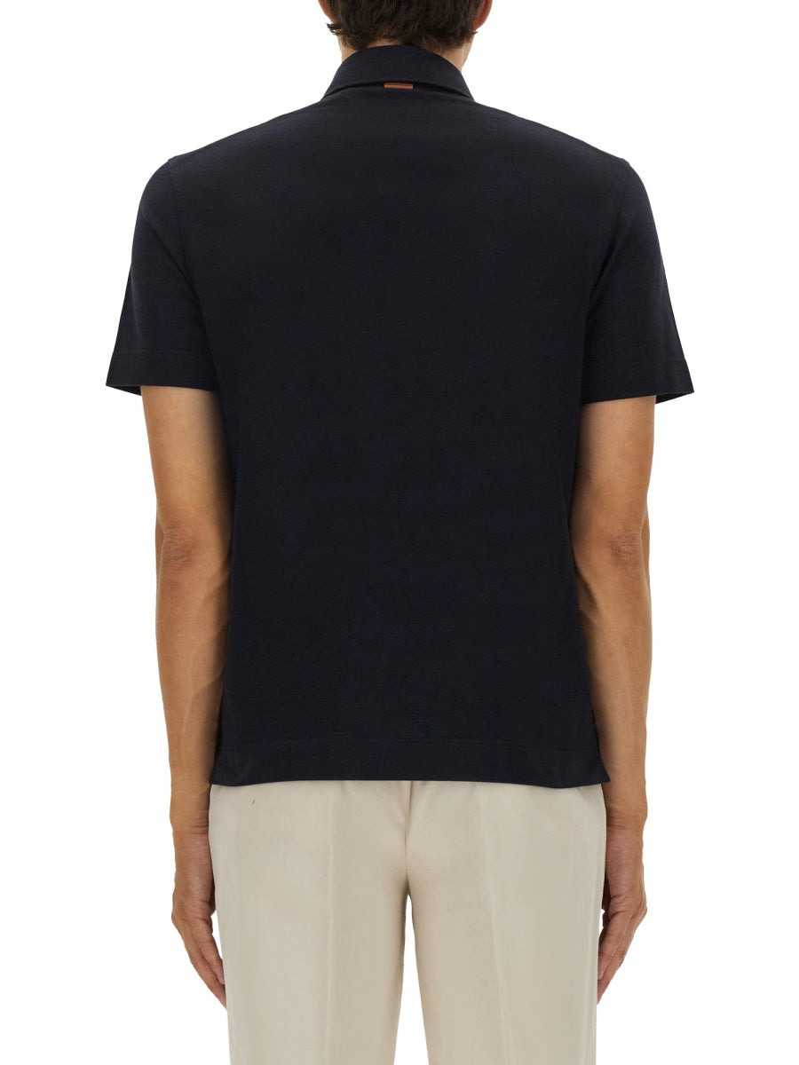 Zegna Men Cotton Polo Shirt With Pocket - 3