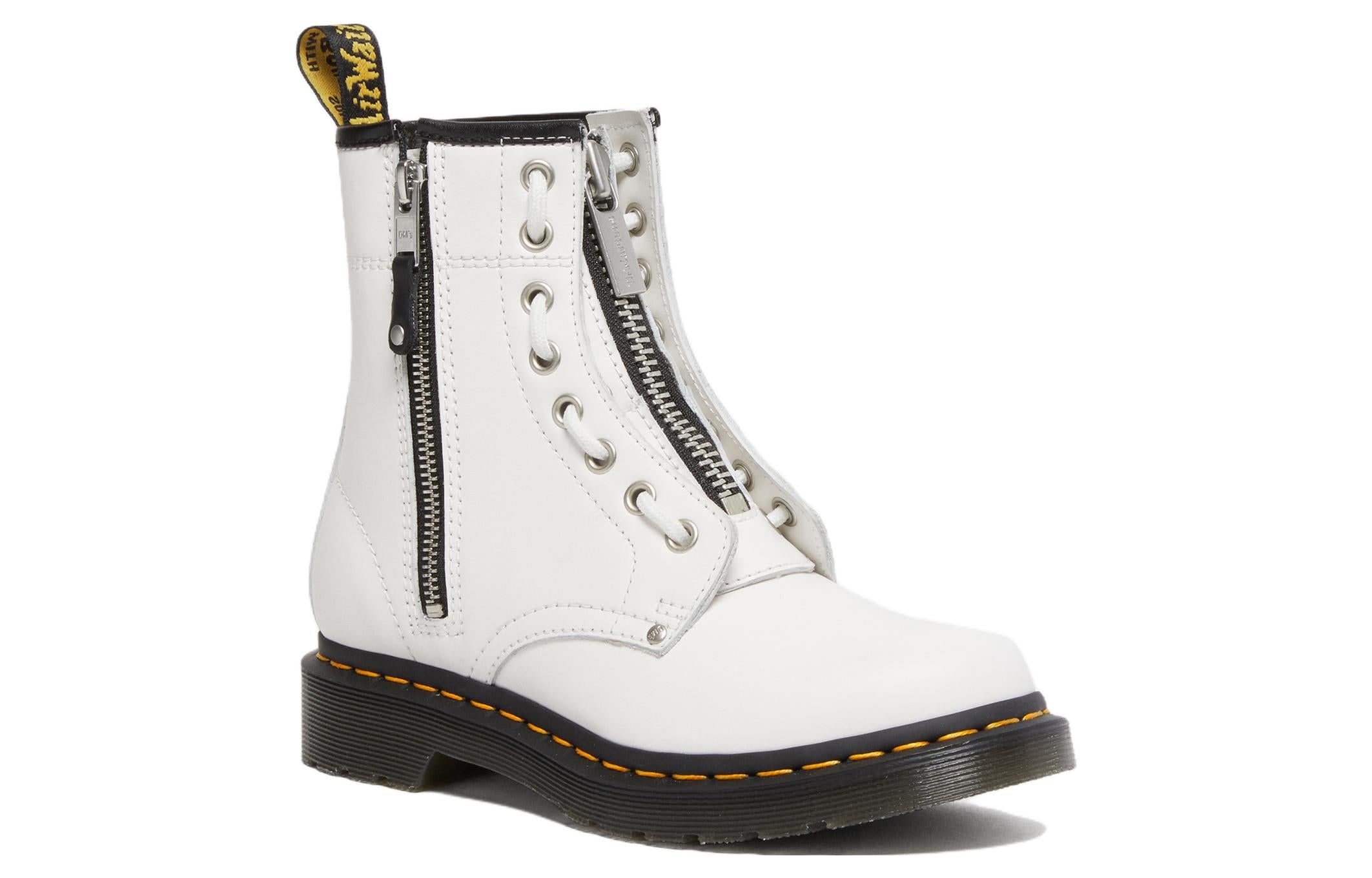 (WMNS) Dr. Martens 1460 Double Zip Leather Lace Up Boots 'White' 27624100 - 2