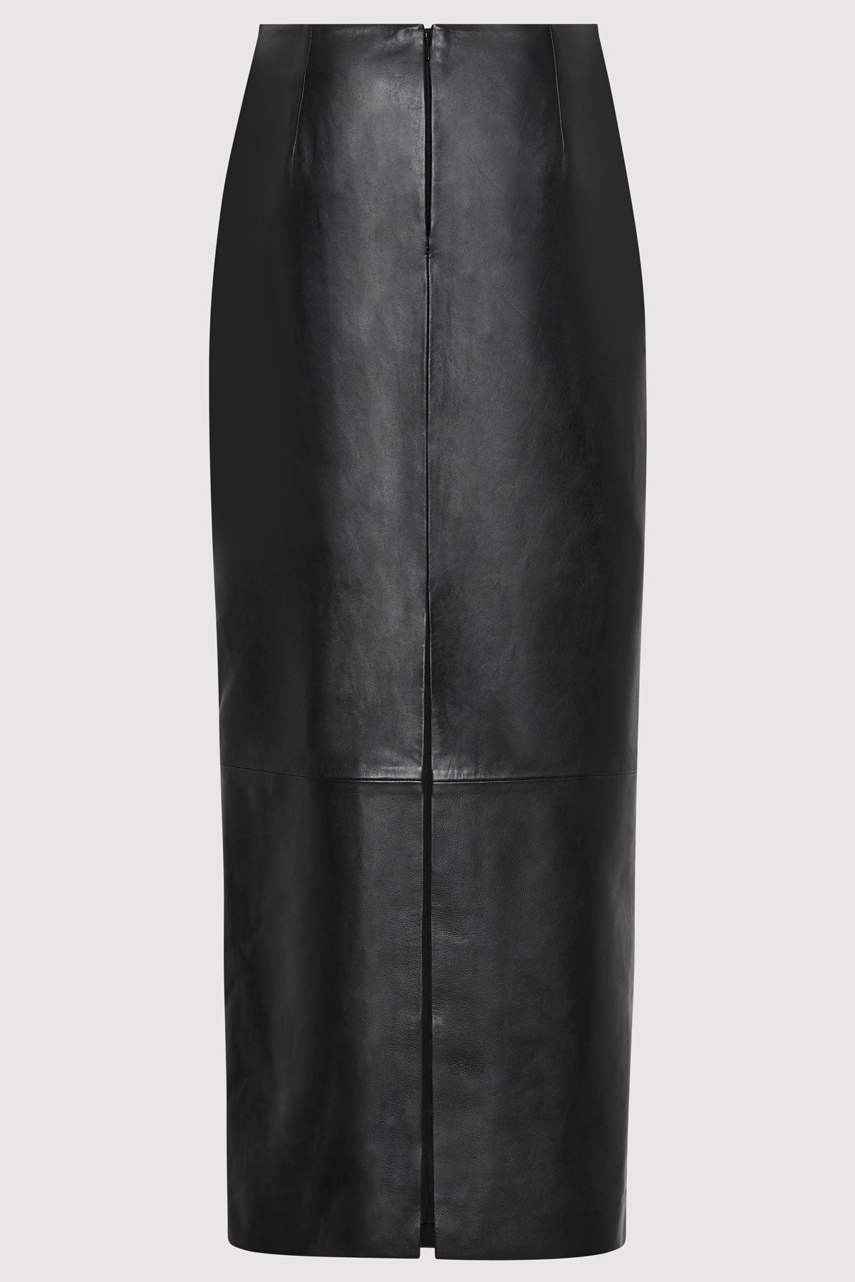 Leather Column Skirt - Black - 7