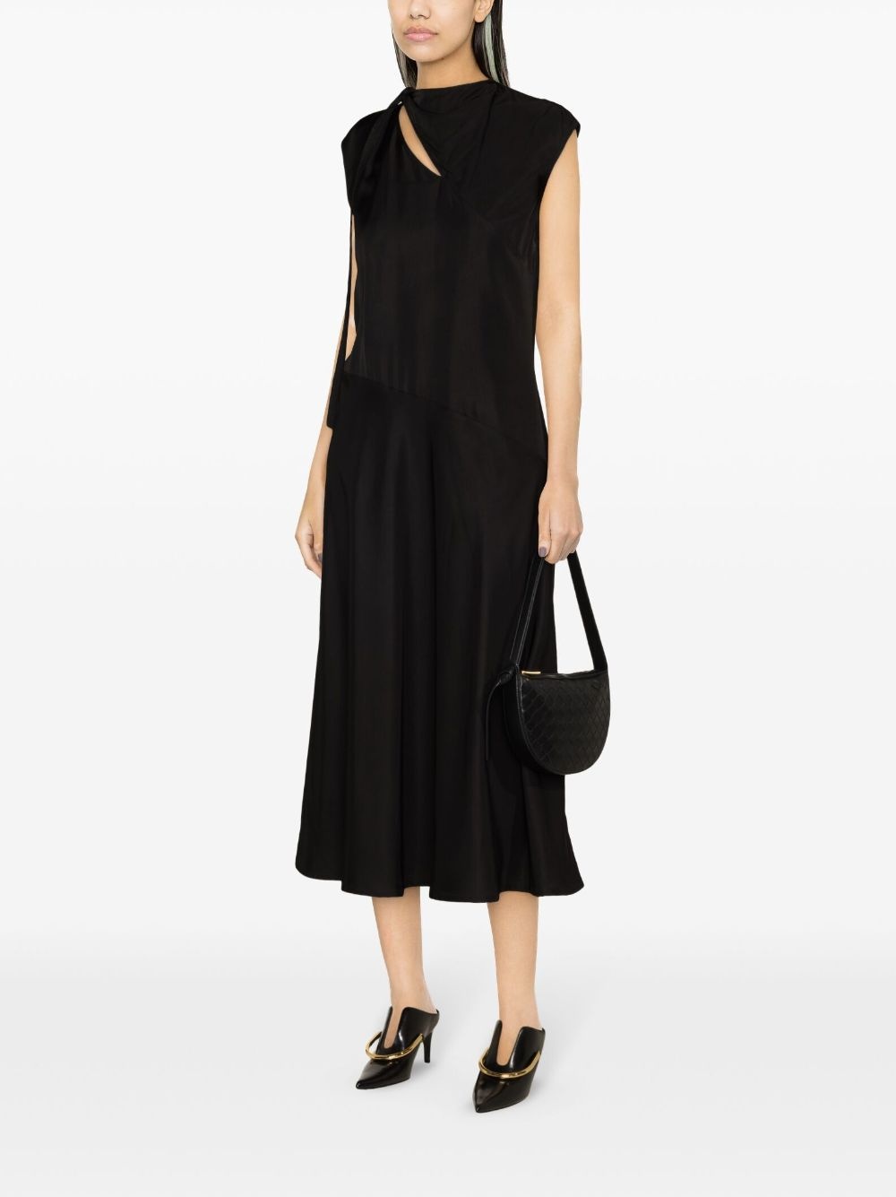 sleeveless panelled satin dress - 3