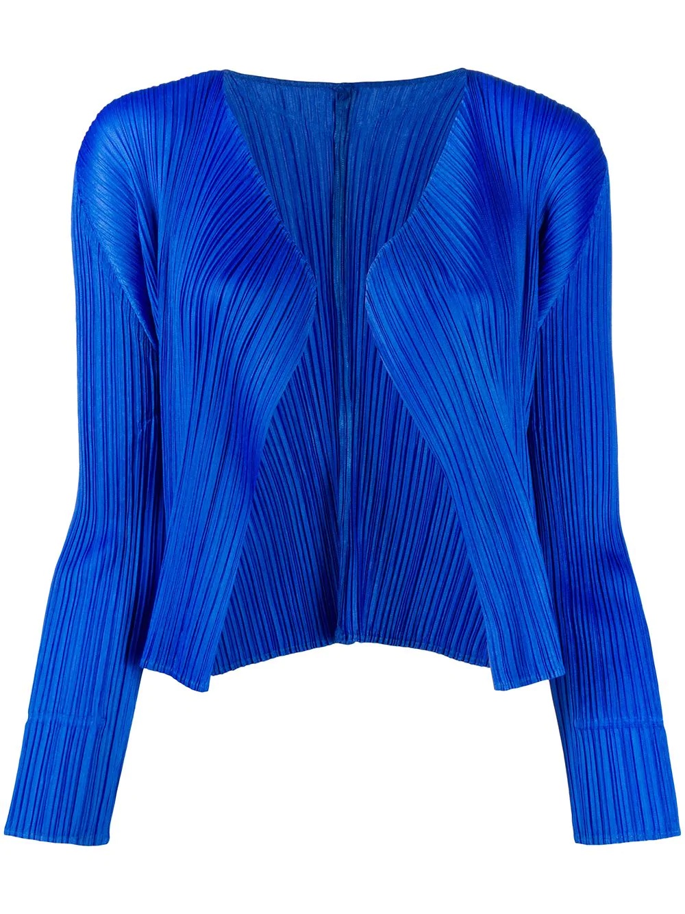 pleated open-front cardigan - 1