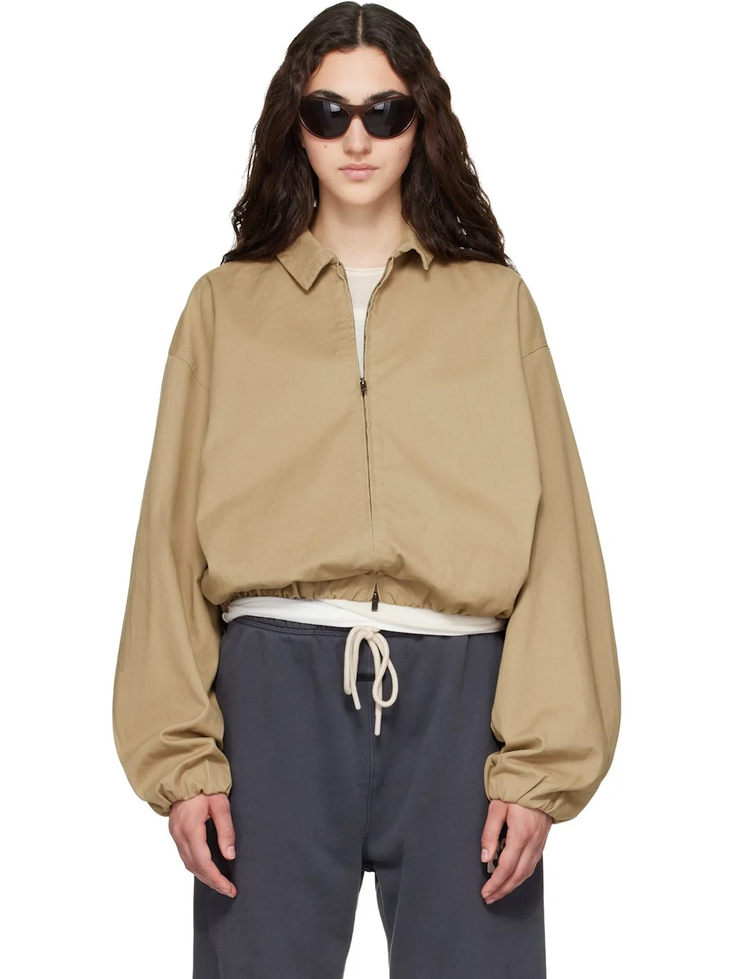 Beige Full Zip Work Jacket - 1