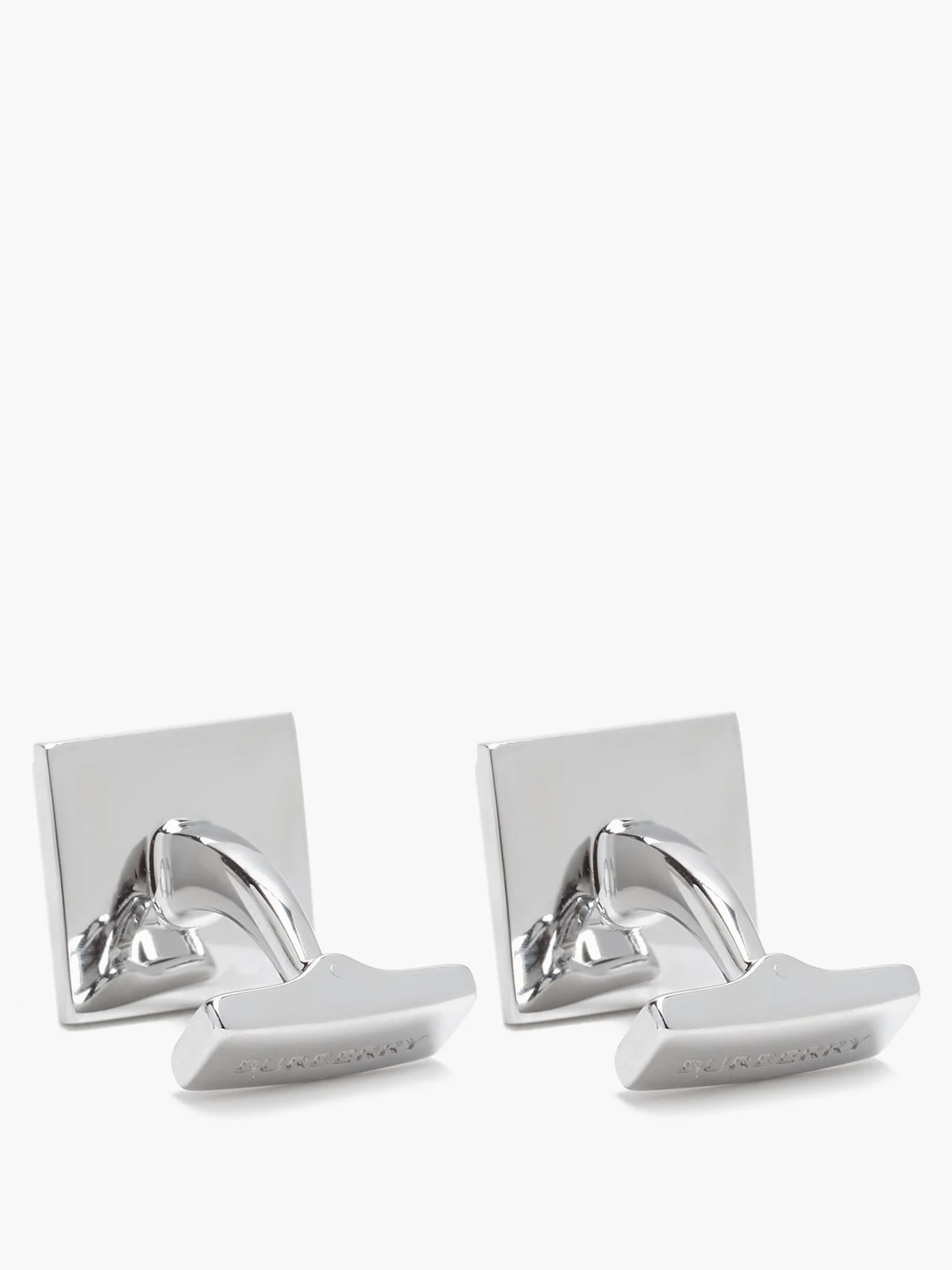 Check-engraved palladium-plated cufflinks - 3