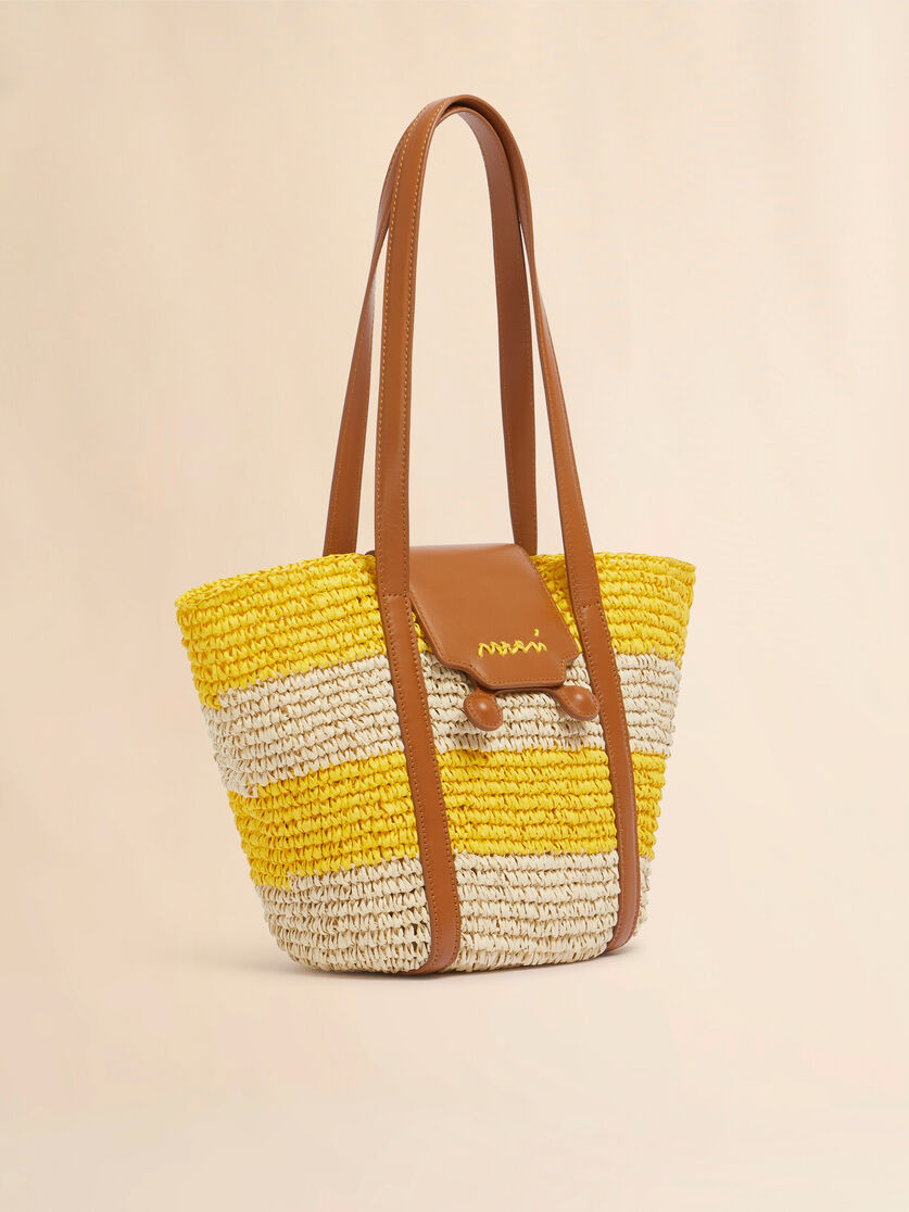 SMALL YELLOW STRIPE RAFFIA-EFFECT TRUNKAROO BEACH BAG - 6