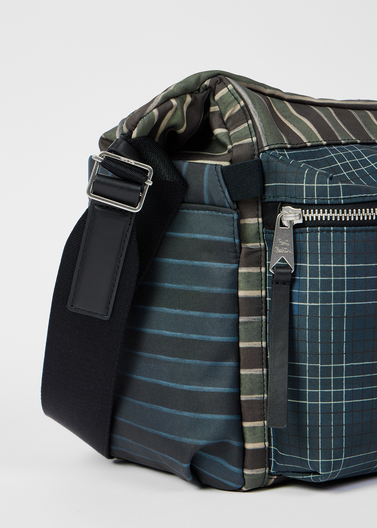 Multicolour Mixed Check and Stripe Cross-Body Bag - 5