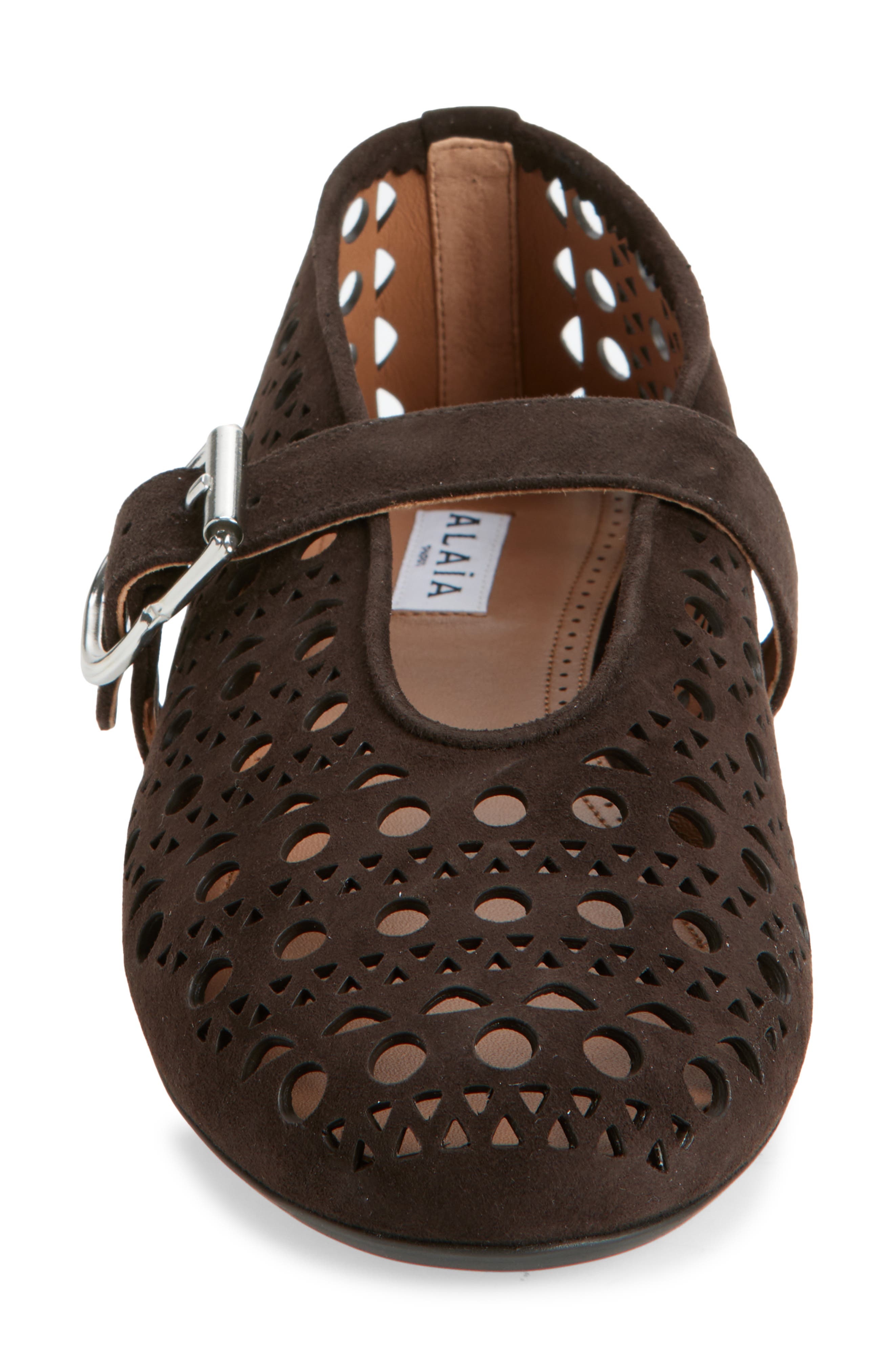 Alaïa Vienne Perforated Ballet Flat in Brun Fonce at Nordstrom - 4