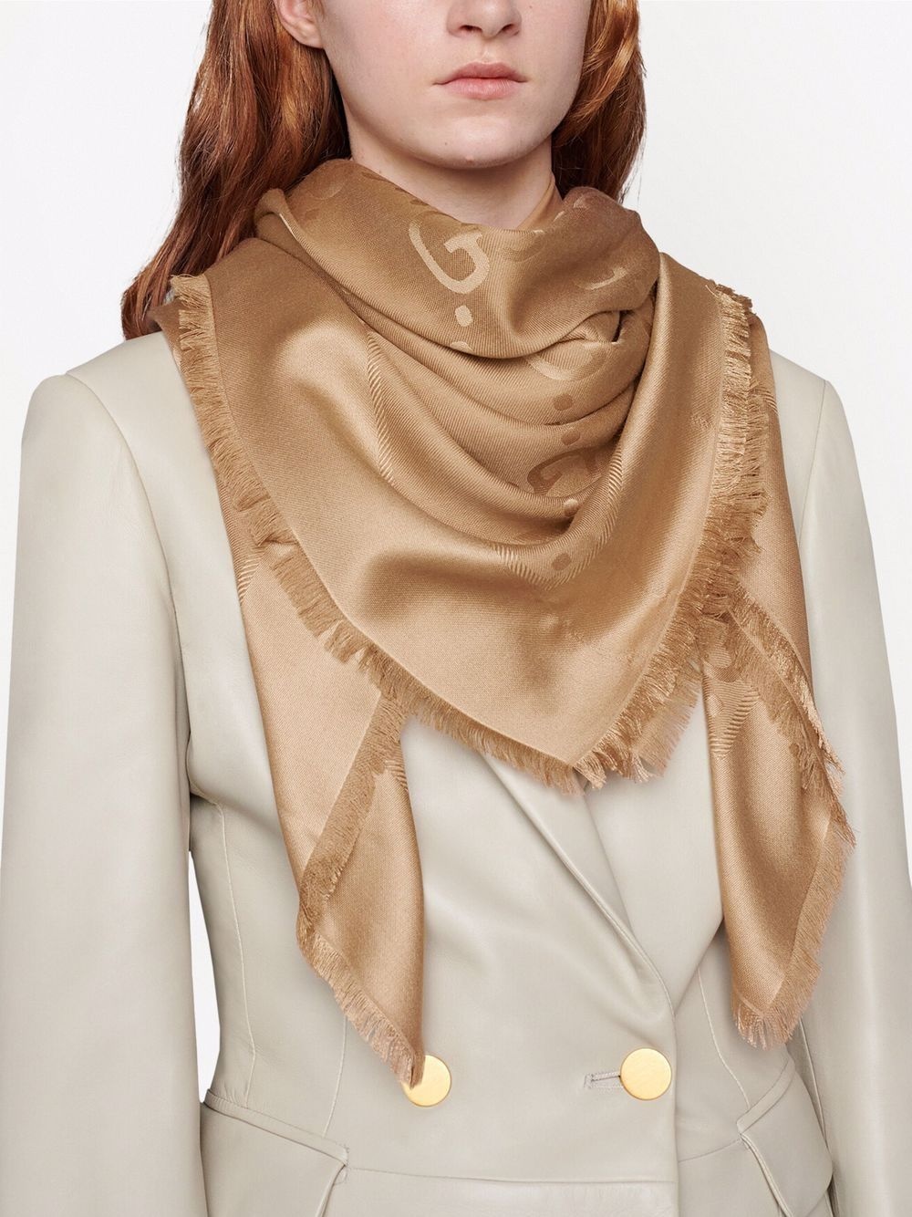 GG jacquard wool silk shawl - 2