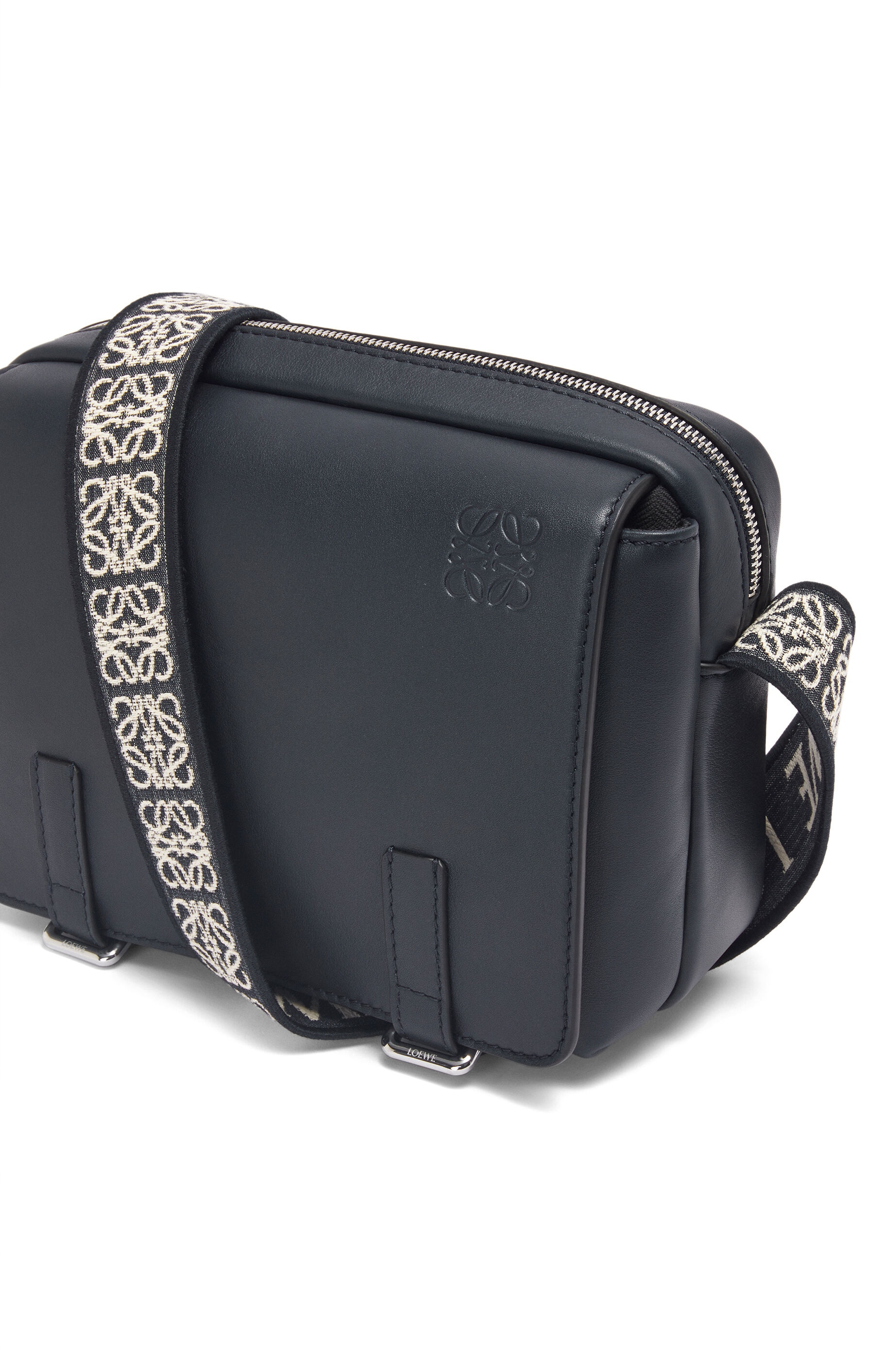 XS Military messenger bag in supple smooth calfskin and jacquard - 5