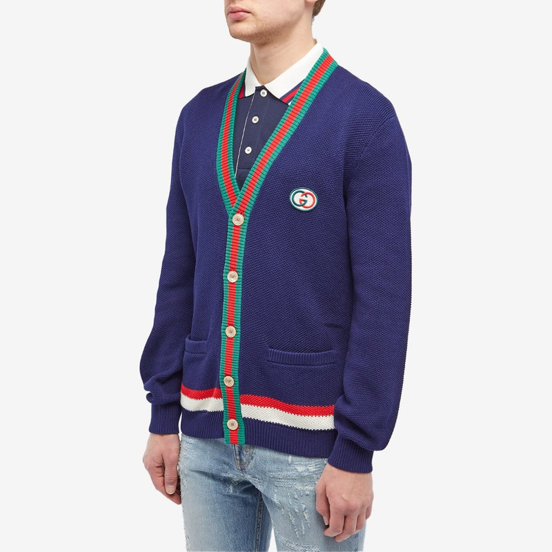 GUCCI Gucci GG Logo Stripe Placket Cardigan outlook