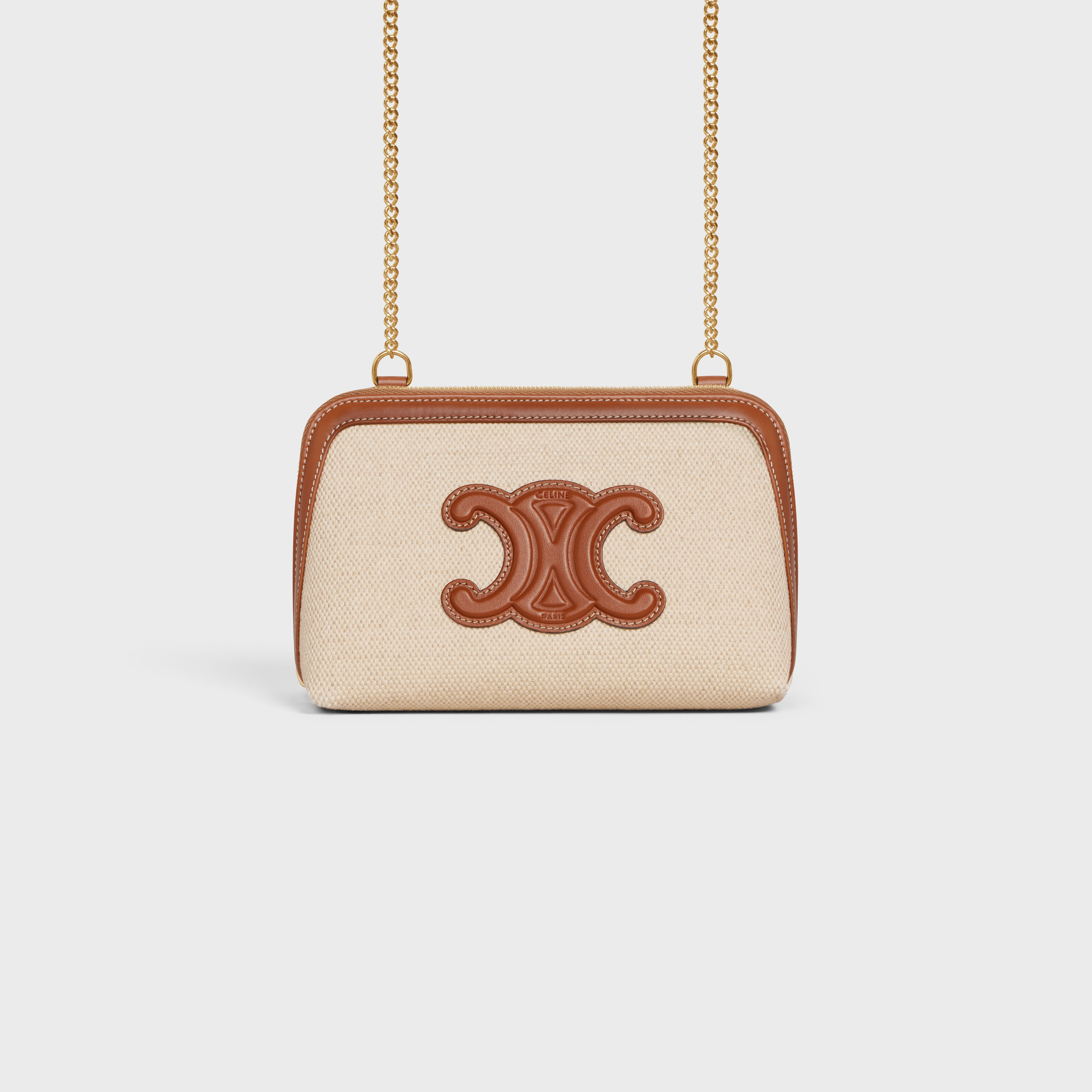 Clutch on Chain Cuir triomphe IN textile and calfskin - 1