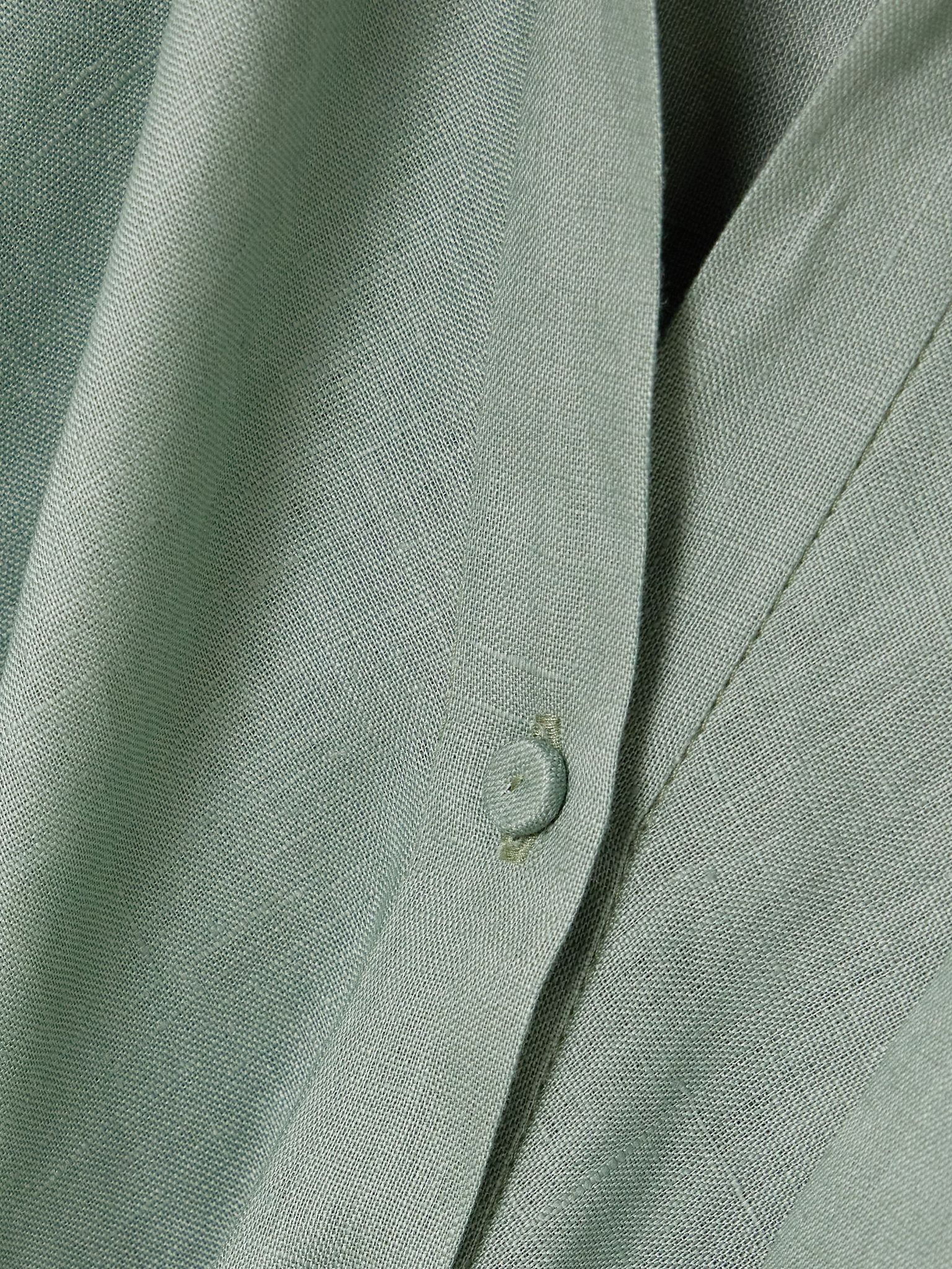 Reflejos tie-front linen shirt Sage green - 4