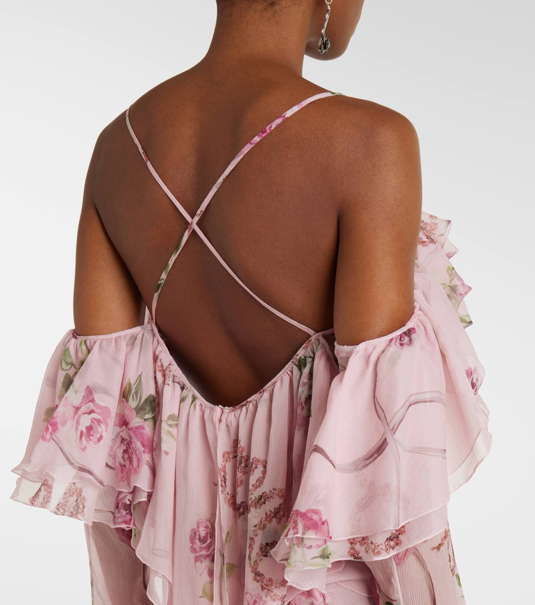 Ruffle-trimmed floral silk top - 6