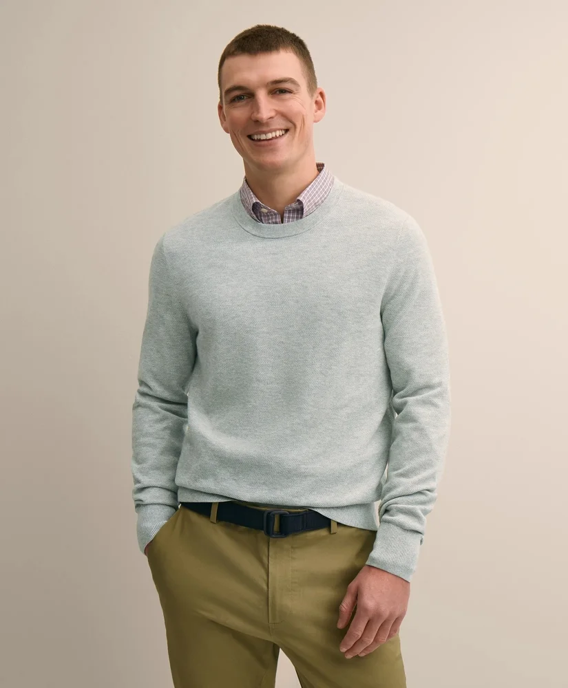 Supima® Cotton Pique Crewneck Sweater - 1