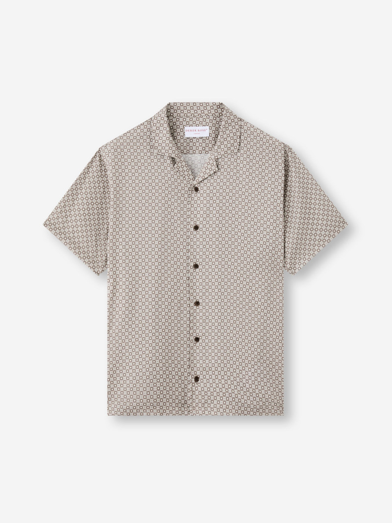 Men's Short Sleeve Shirt London Geo Cross Taupe 7
