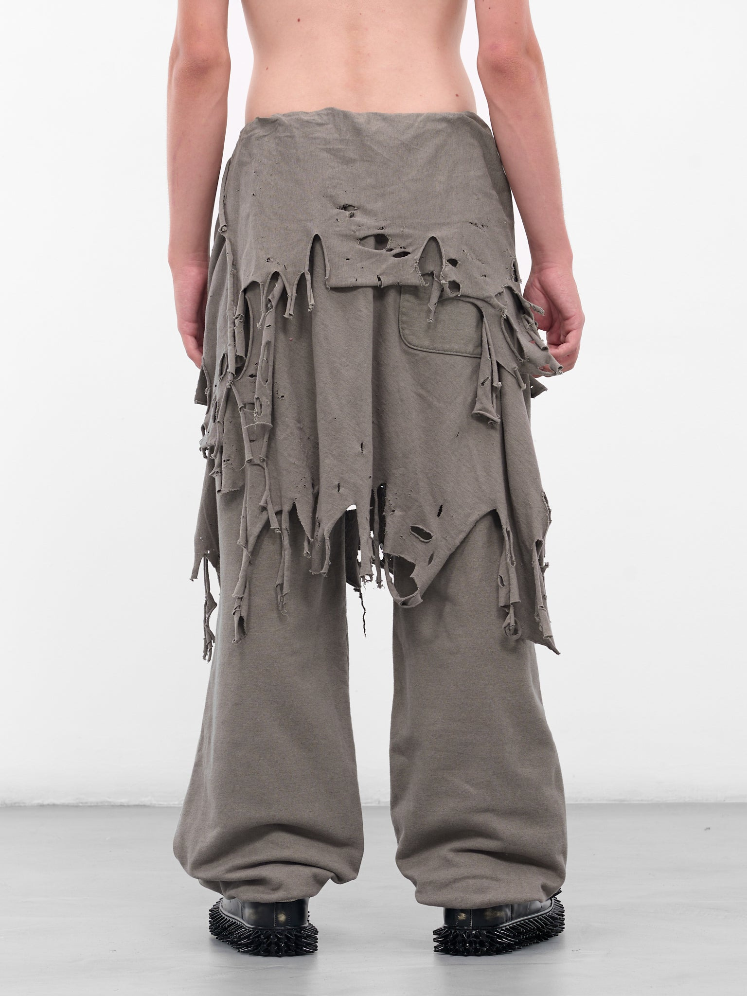 Gray Distressed Layering Sweatpants - 3