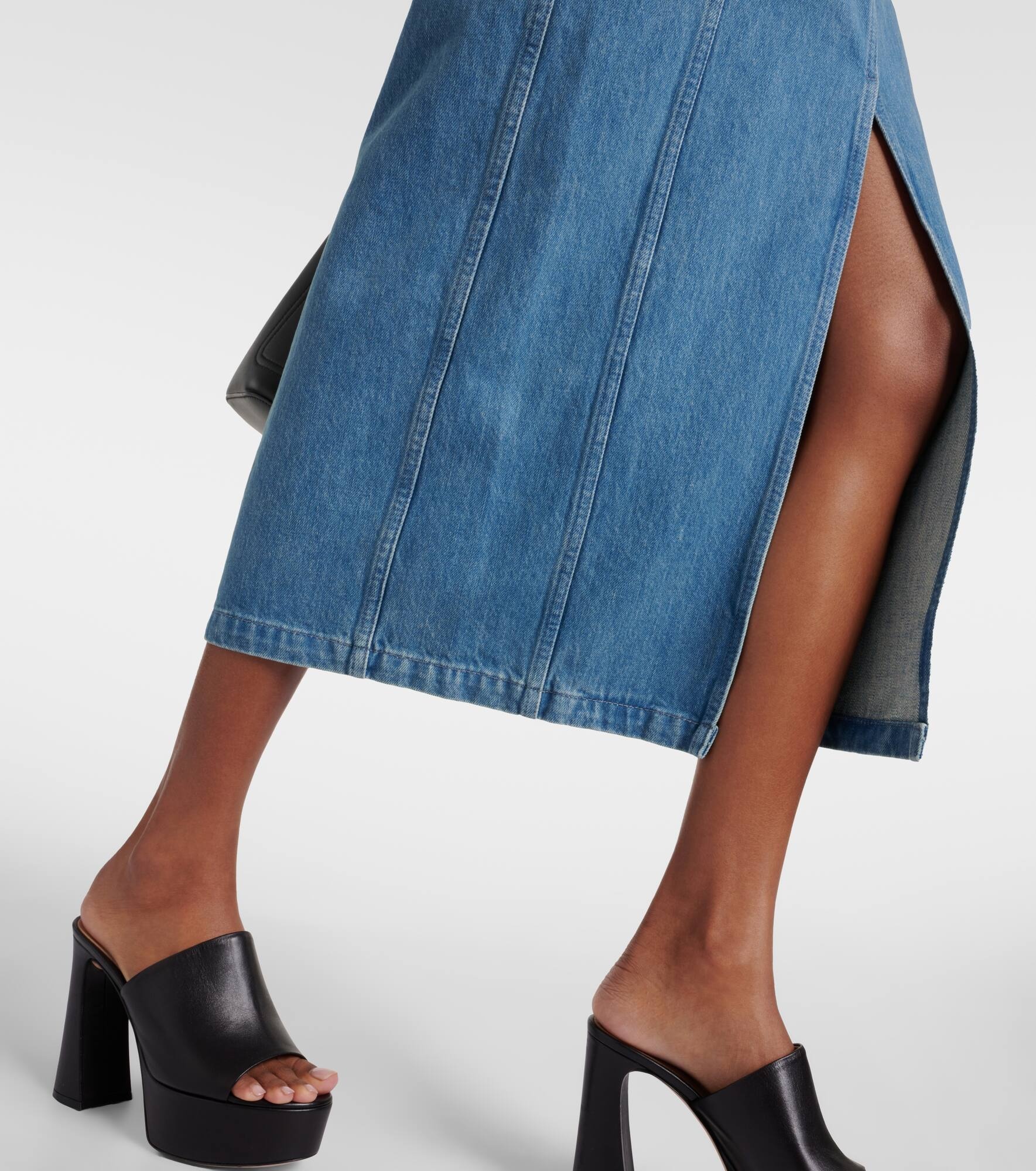 High-rise denim midi skirt - 5