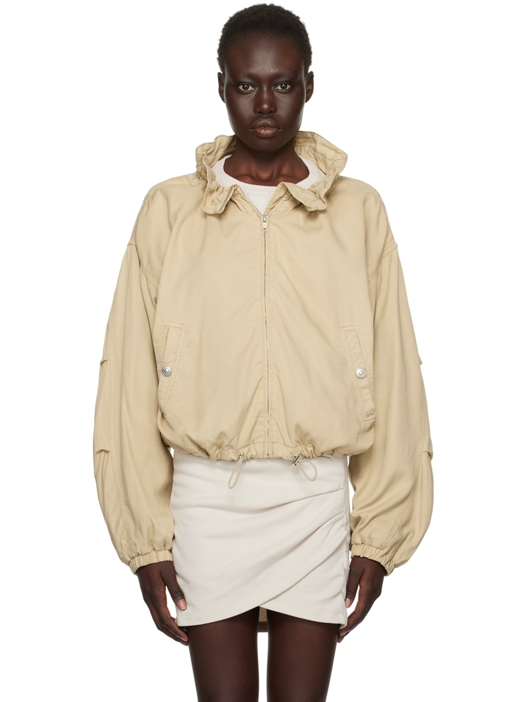 Khaki Plume Bomber Jacket - 1