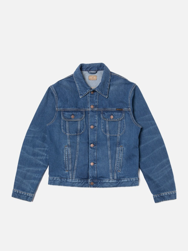 Nudie Jeans Danny Greasy Denim Jacket Mid Blue outlook