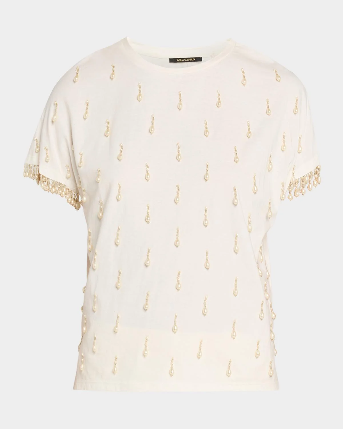 Carmel Beaded Cotton Knit Tee - 1