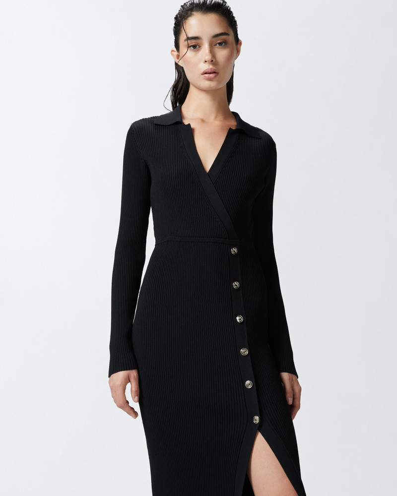 PINKO LONG RIBBED KNIT DRESS WITH GOLDEN BUTTONS outlook