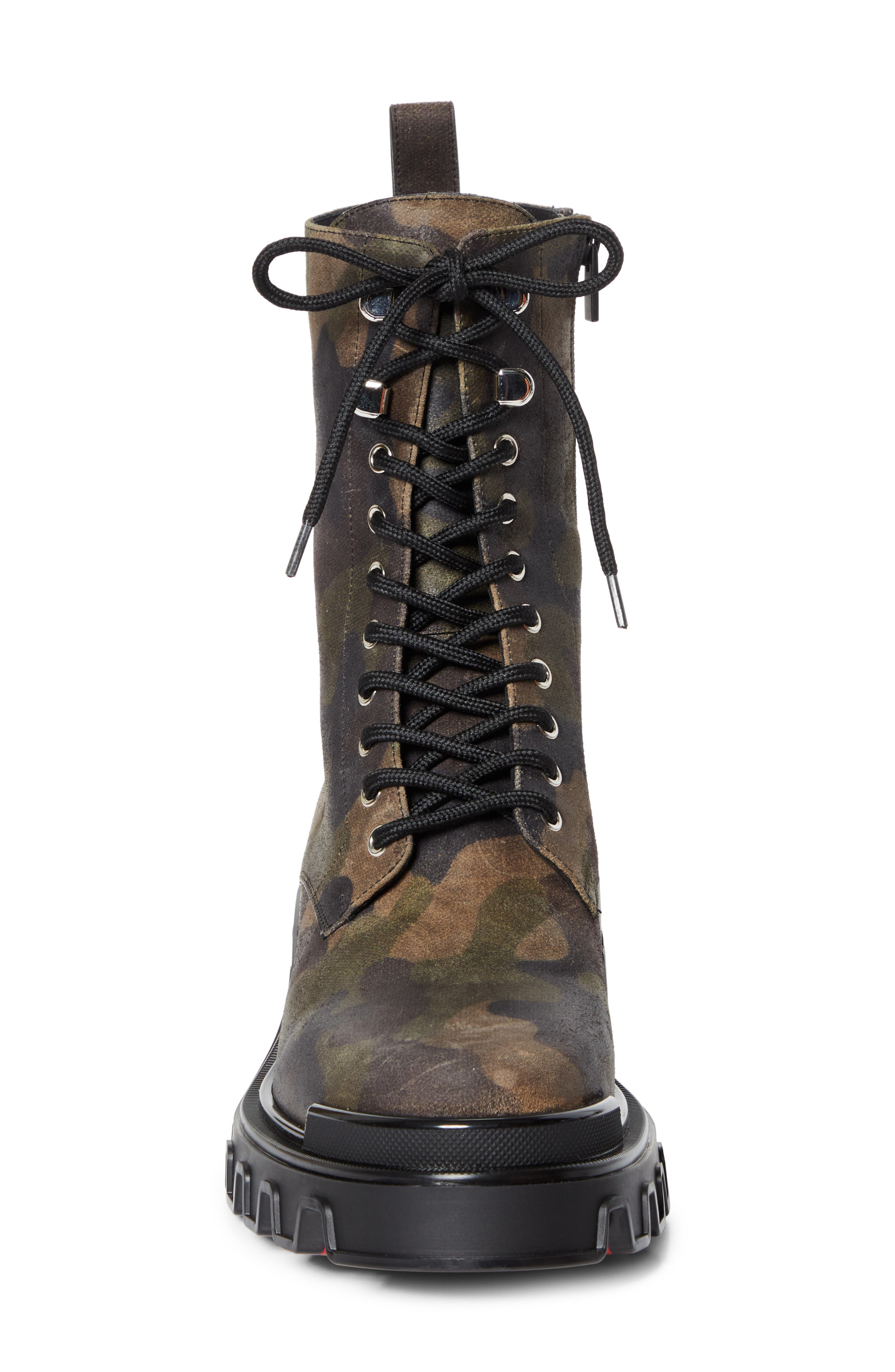 Christian Louboutin Trott Dune Camo Print Combat Boot in Cafe/Green at Nordstrom - 4