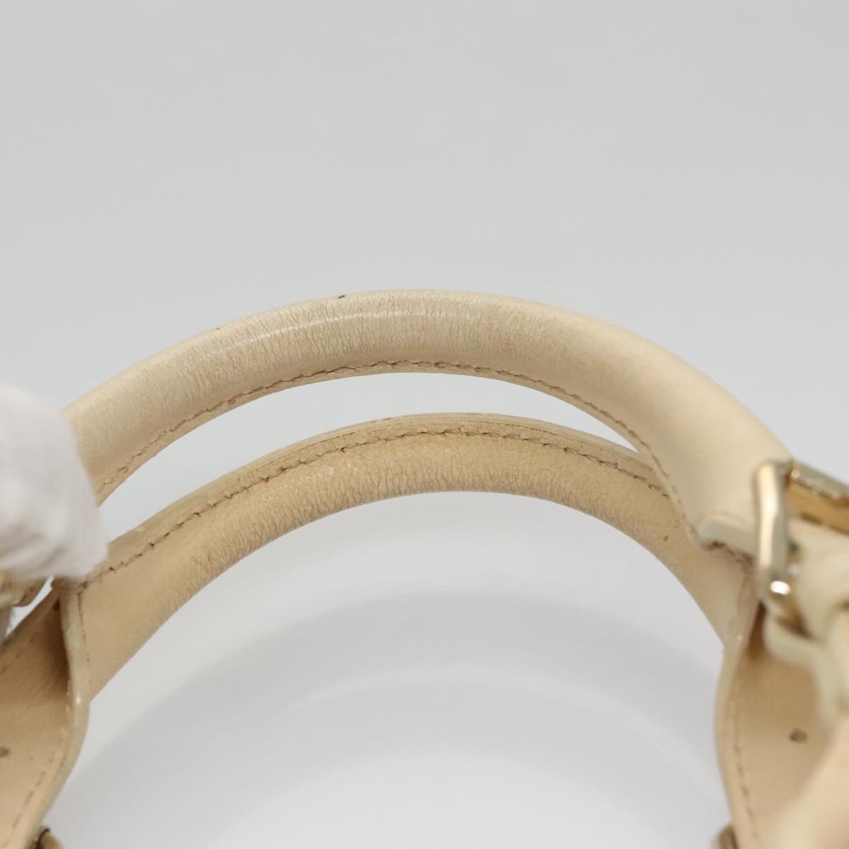 CELINE Hand Bag Straw Leather Blue Cream Gold - 8