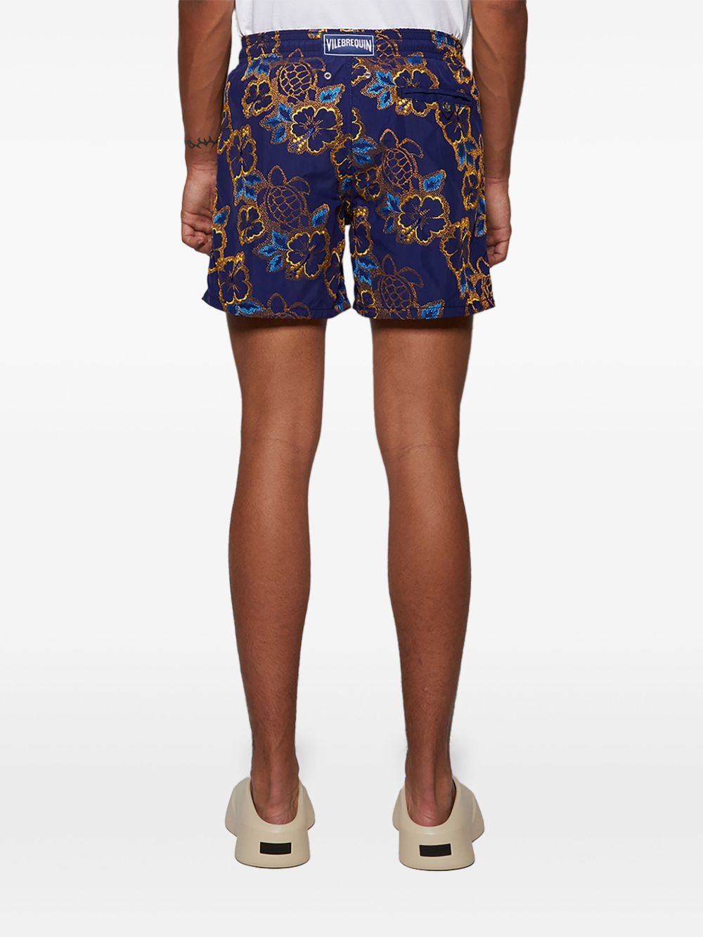 floral-jacquard swim shorts - 5