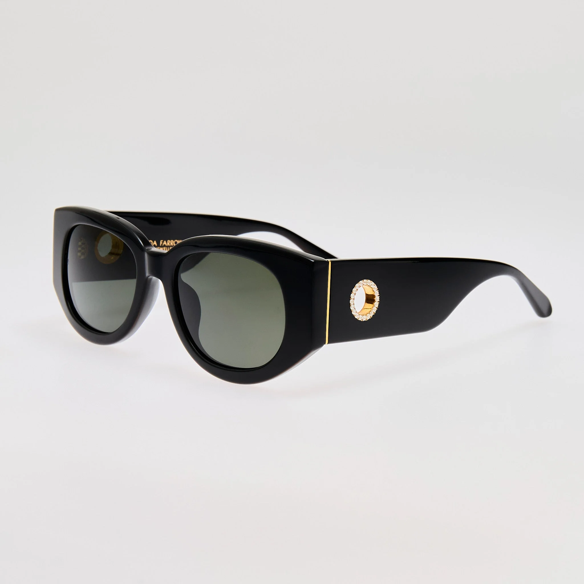 LINDA FARROW Debbie Sunglasses in Black with Diamond 