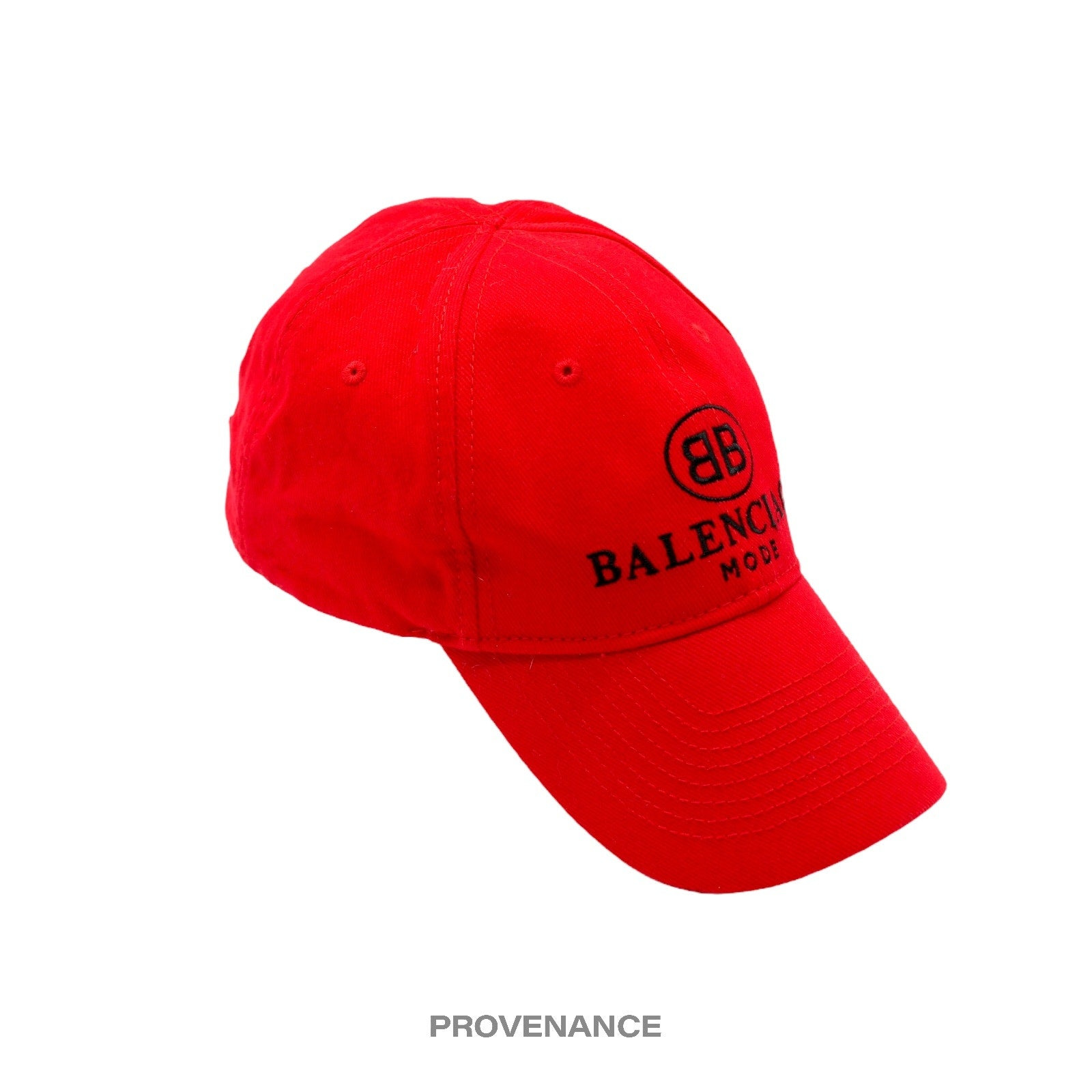 Balenciaga BB Logo Mode Embroidered Cap Hat - Red - 3
