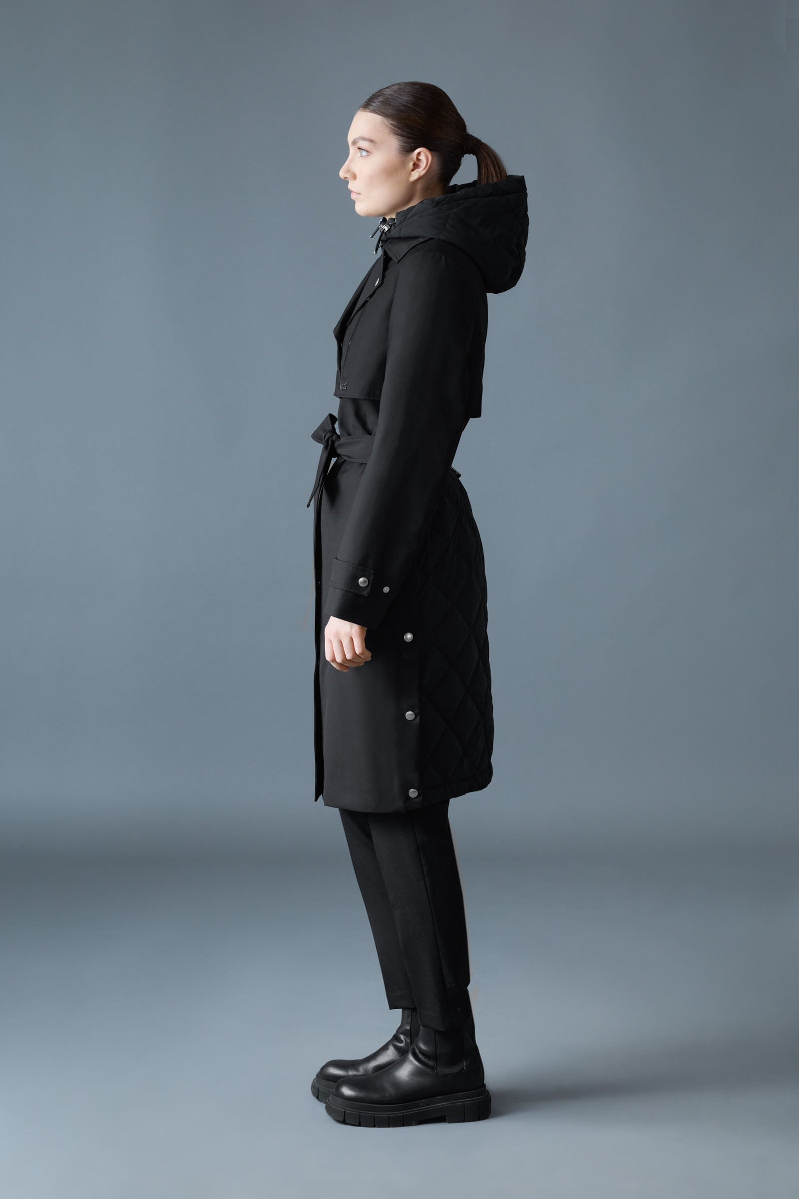 SIOBHAN Down Trench Coat with Removable Bib - 3