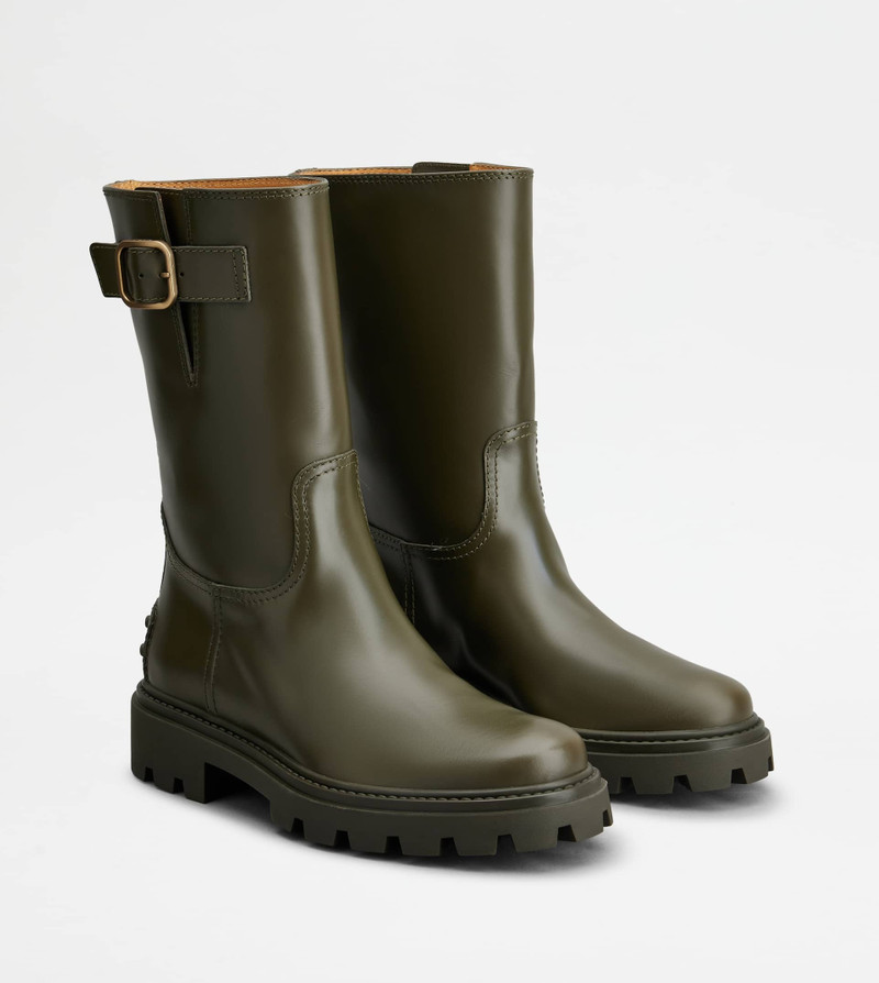 BIKER BOOTS IN LEATHER - GREEN 3