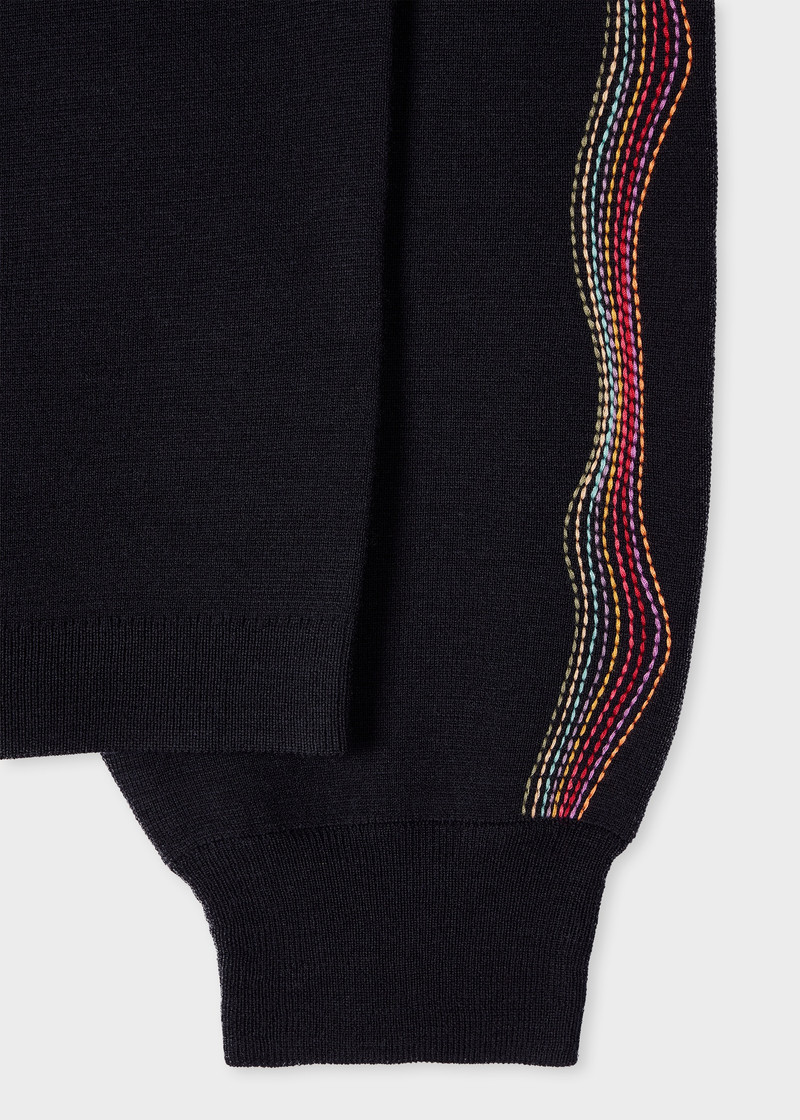 Paul Smith Women's Navy 'Swirl' Embroidered Sleeves Knitted Sweater outlook