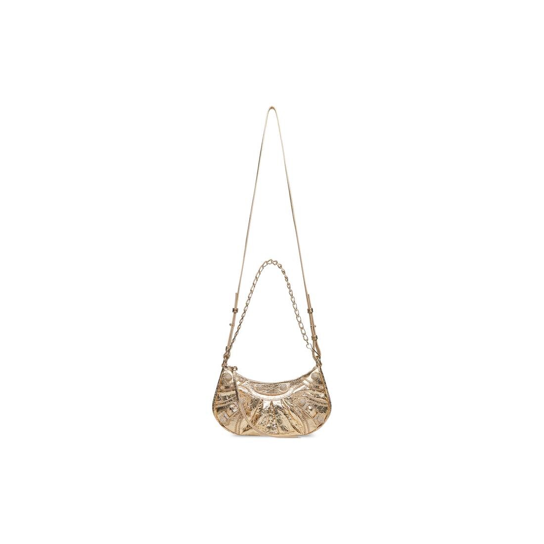 Women's Le Cagole Mini Purse With Chain Metallized With Rhinestones  in Gold - 6