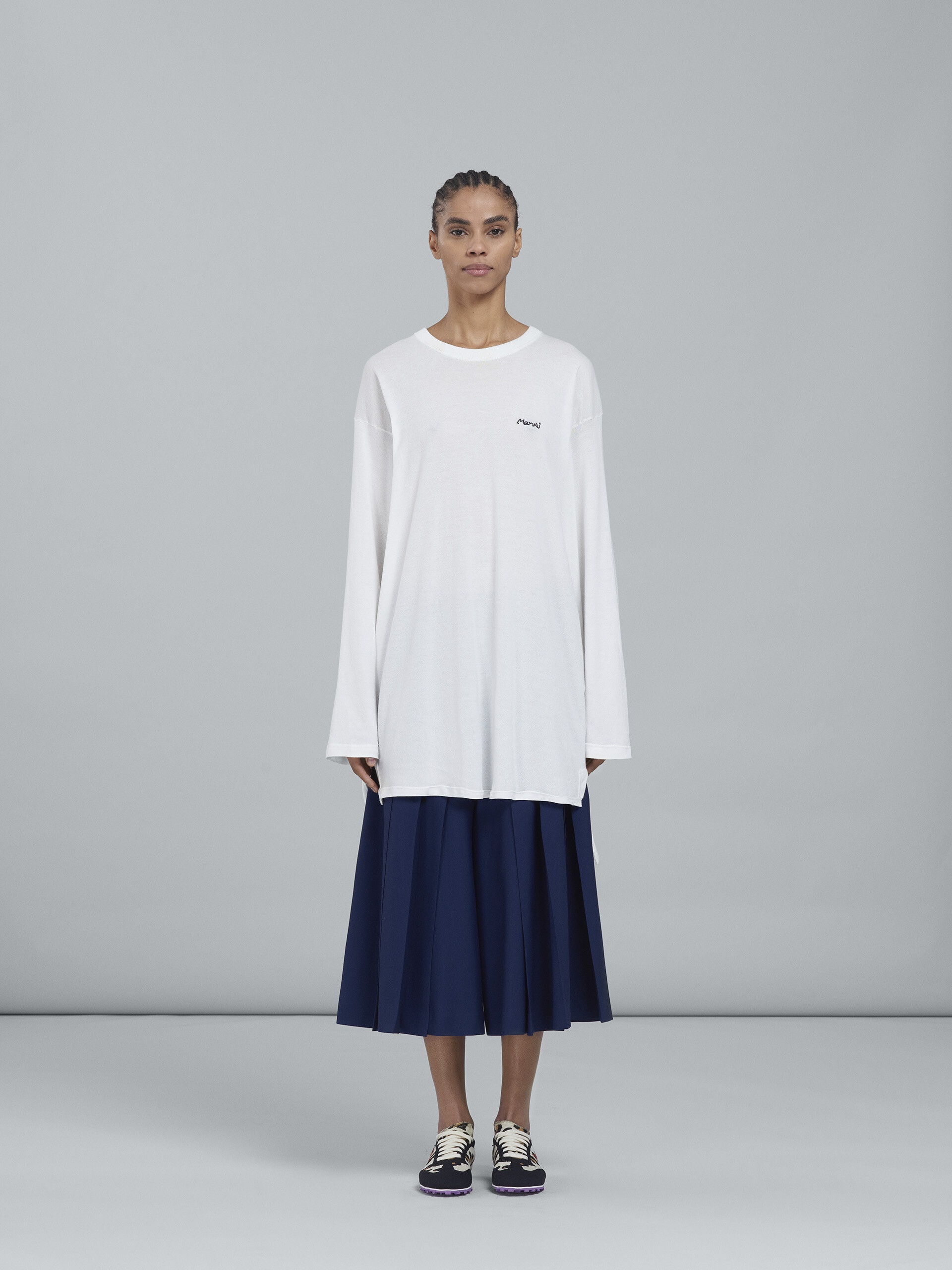 BLUE TROPICAL WOOL CULOTTES - 2