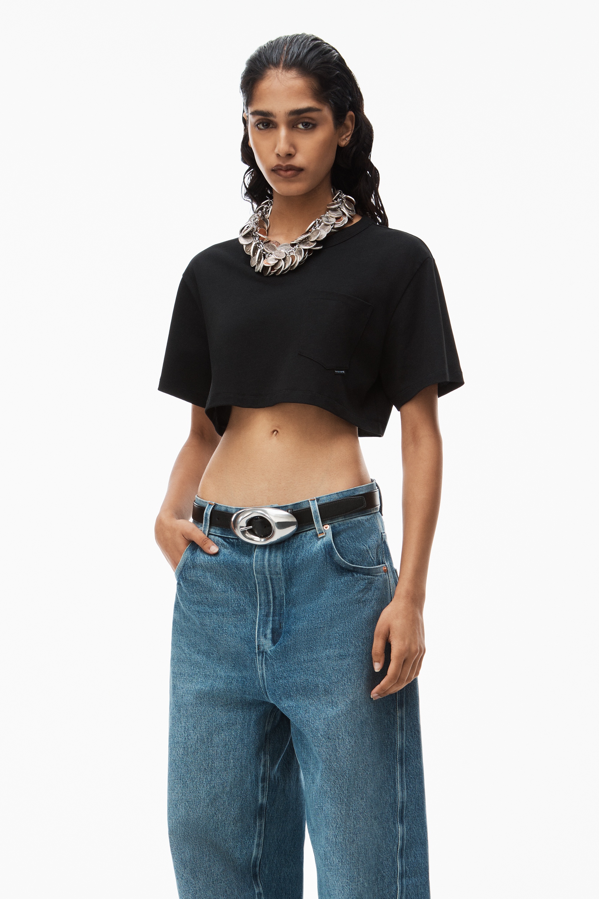 CROP POCKET TEE IN HIGH TWIST JERSEY - 2