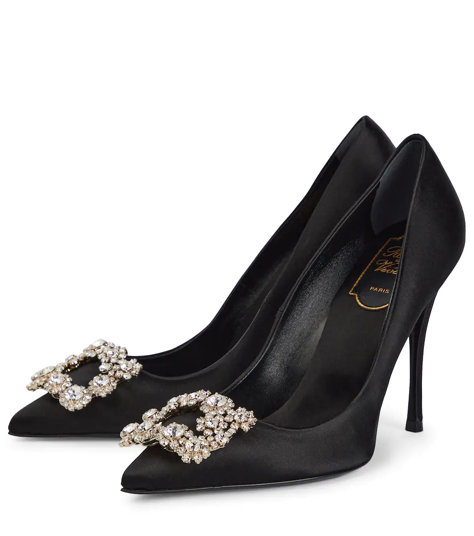 Flower Strass satin pumps - 5