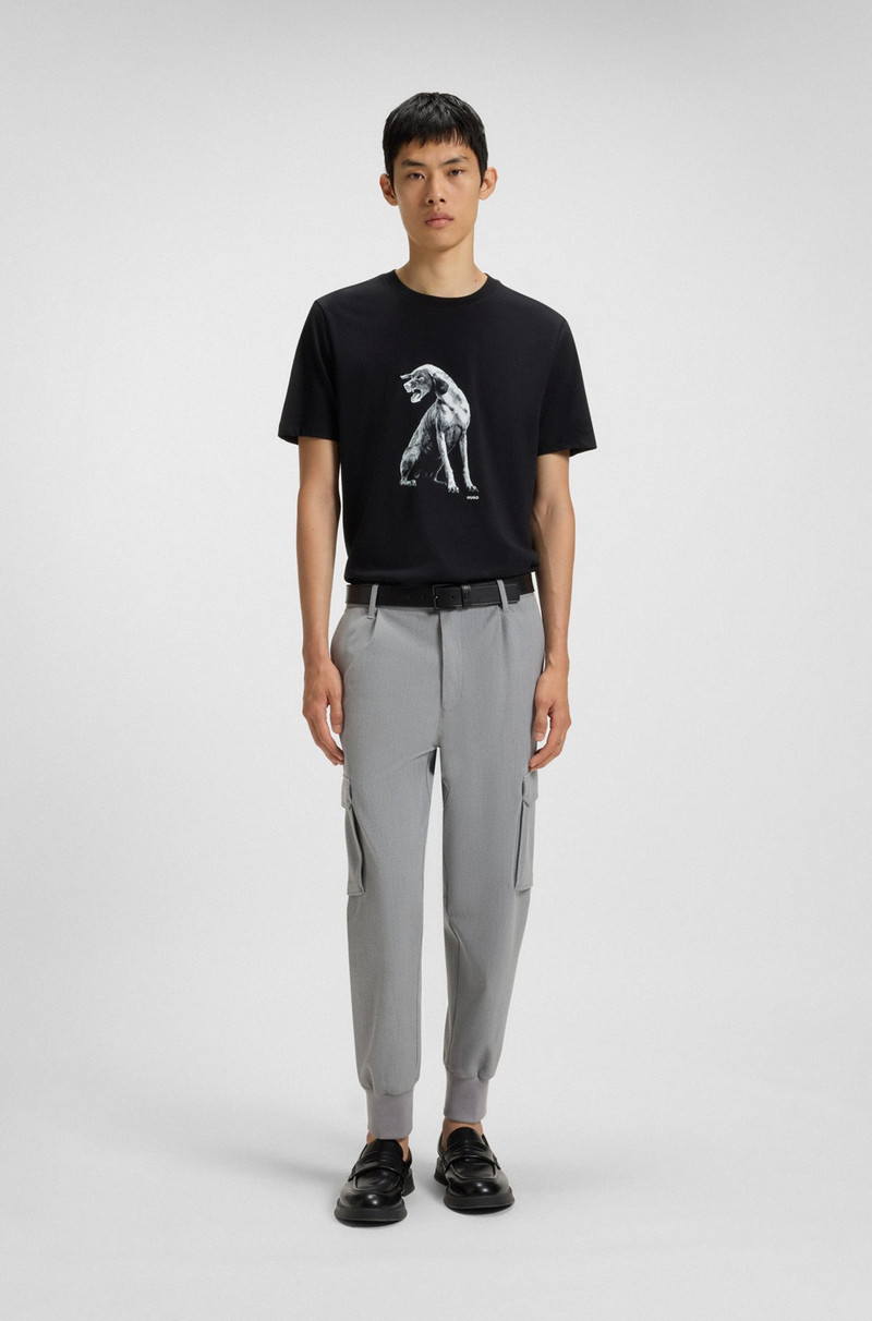 HUGO COTTON-JERSEY T-SHIRT WITH DOG ARTWORK outlook