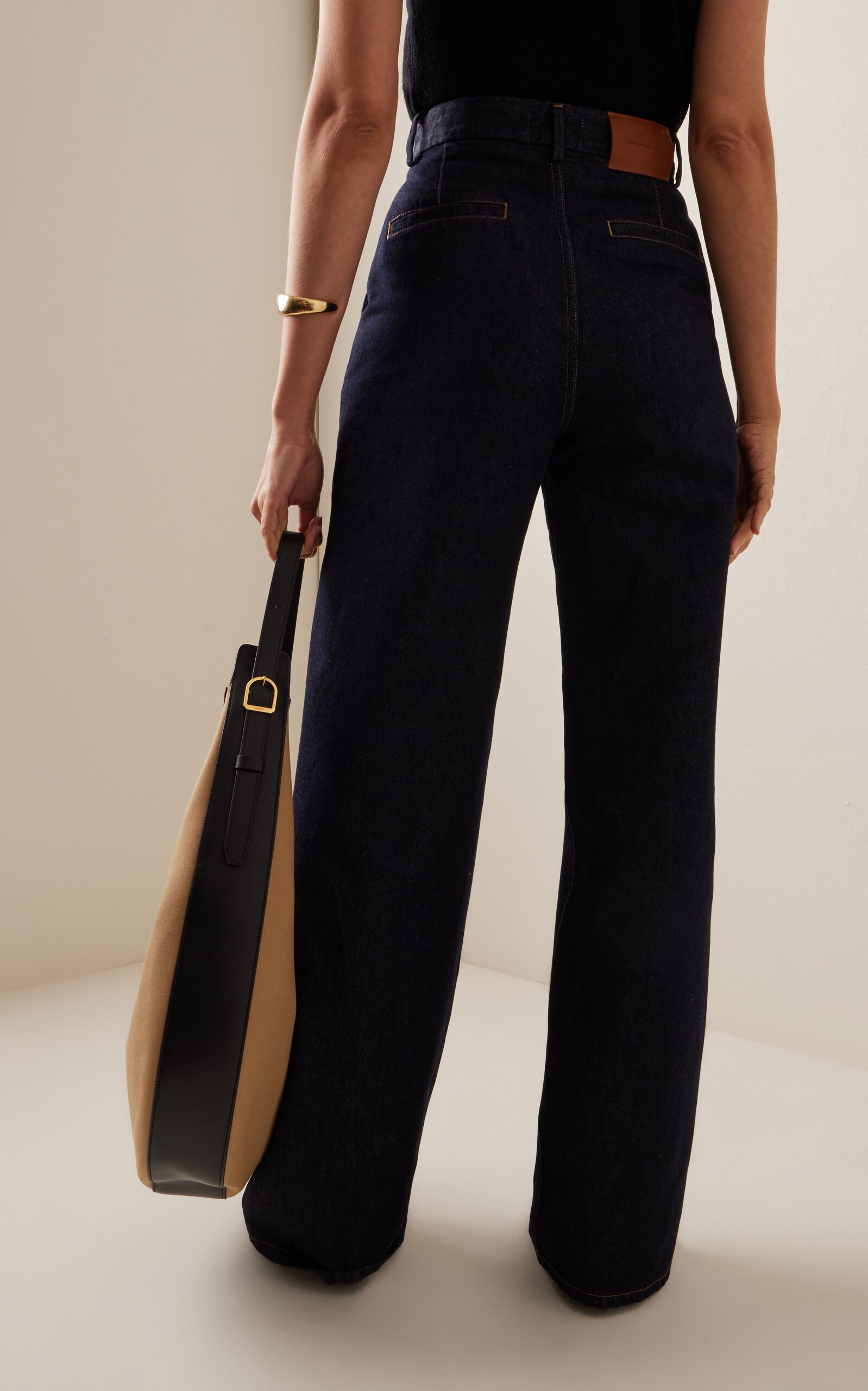 Attu Rigid High-Rise Organic Cotton Wide-Leg Jeans dark wash - 4