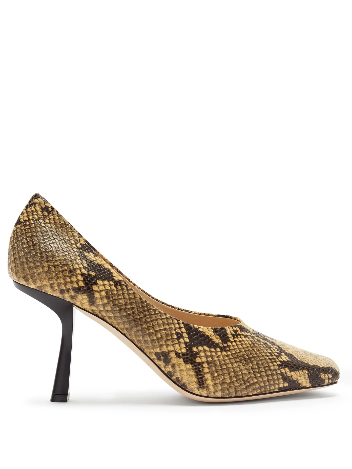 Marcela 85 square-toe python-effect leather pumps - 1